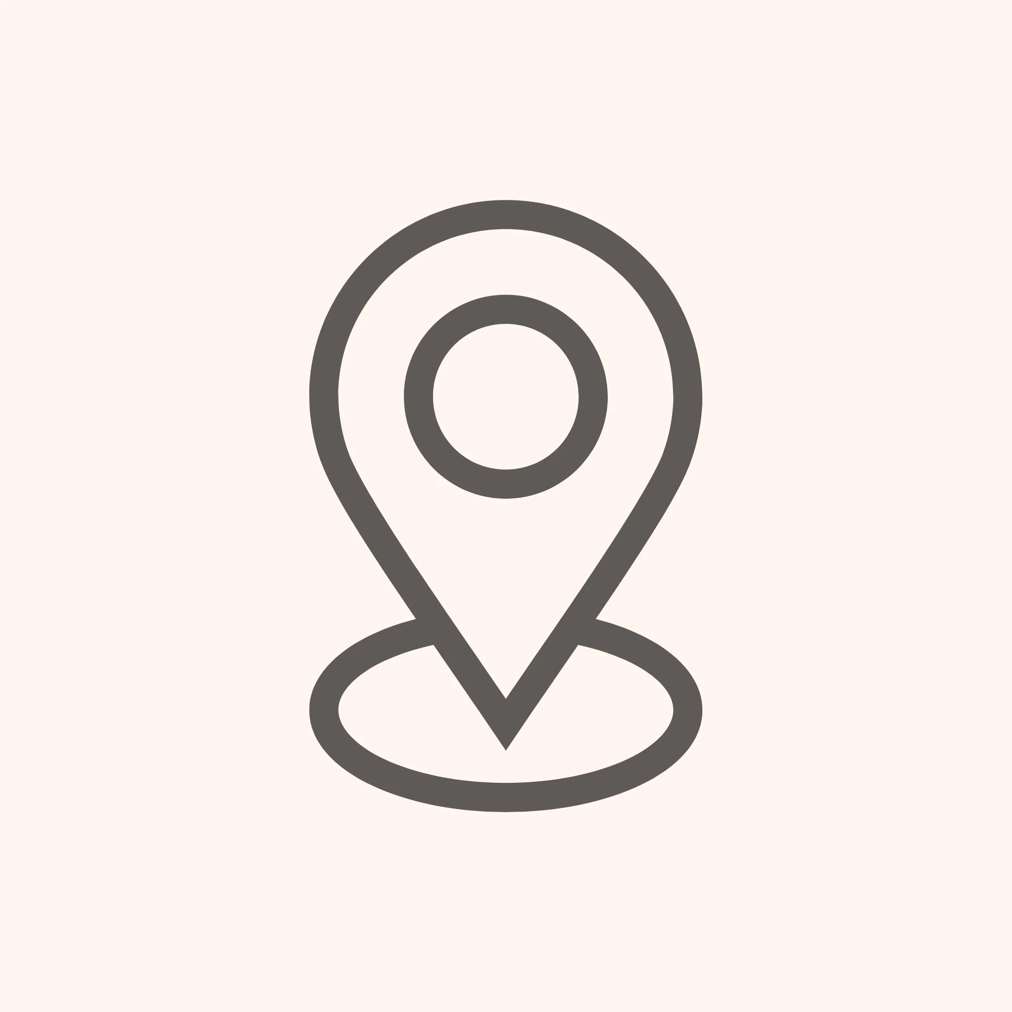 Icon: Inside a yellow circle, a simple line-art style location "pin" is shown.
