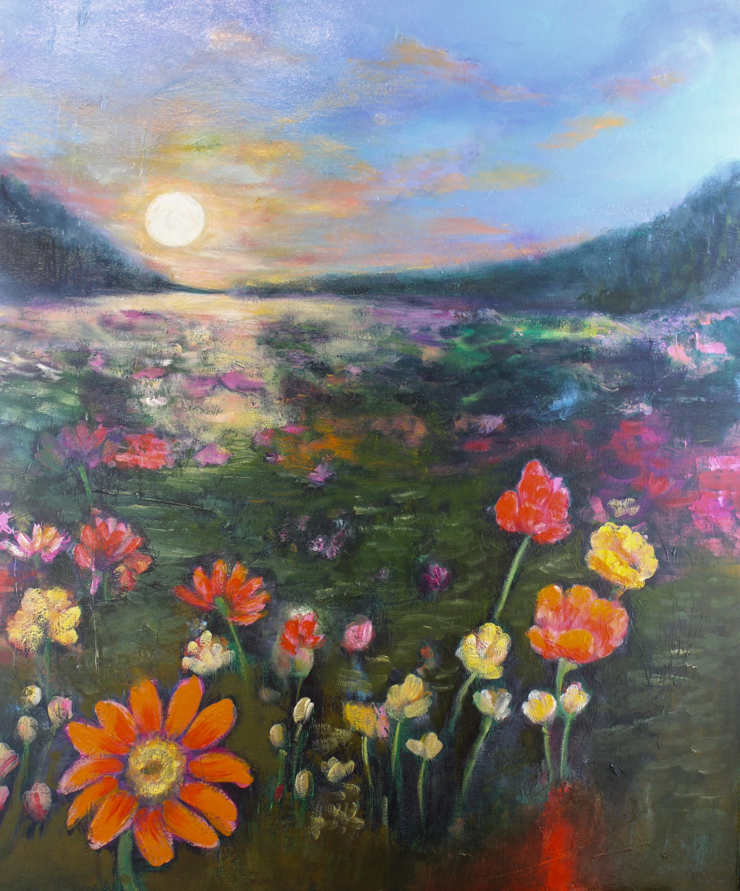 Sunset Garden  Oil Painting