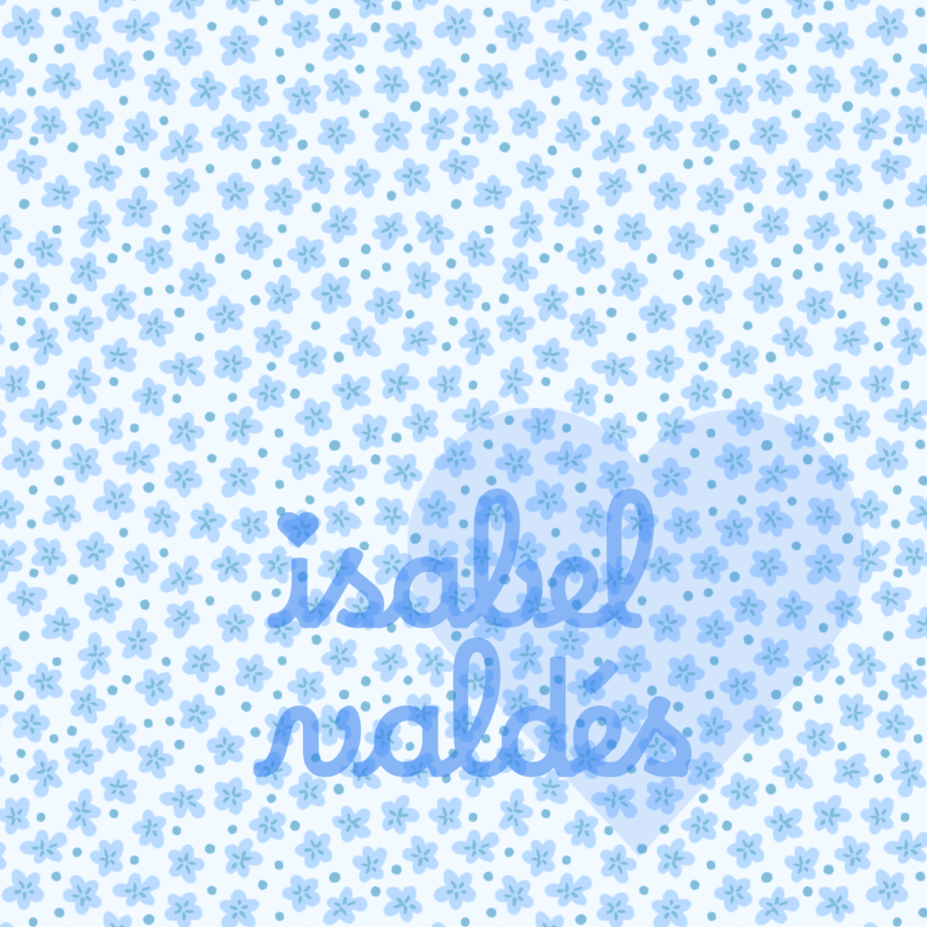 Light blue floral pattern with small flowers and dots on a white background.