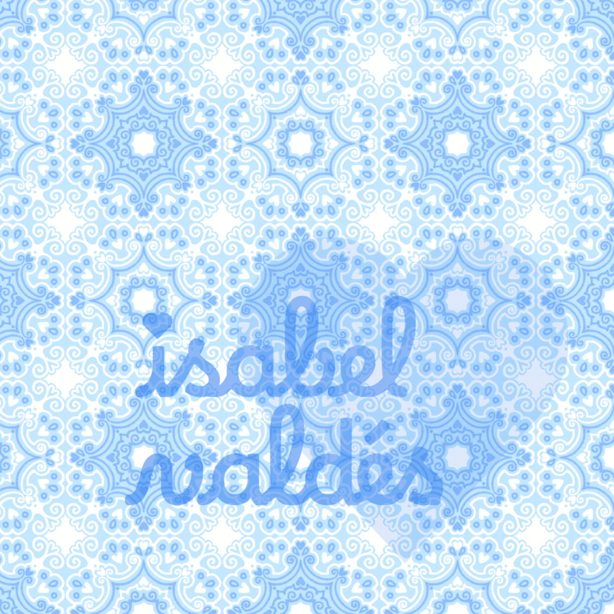 Blue and white intricate mosaic pattern wallpaper.