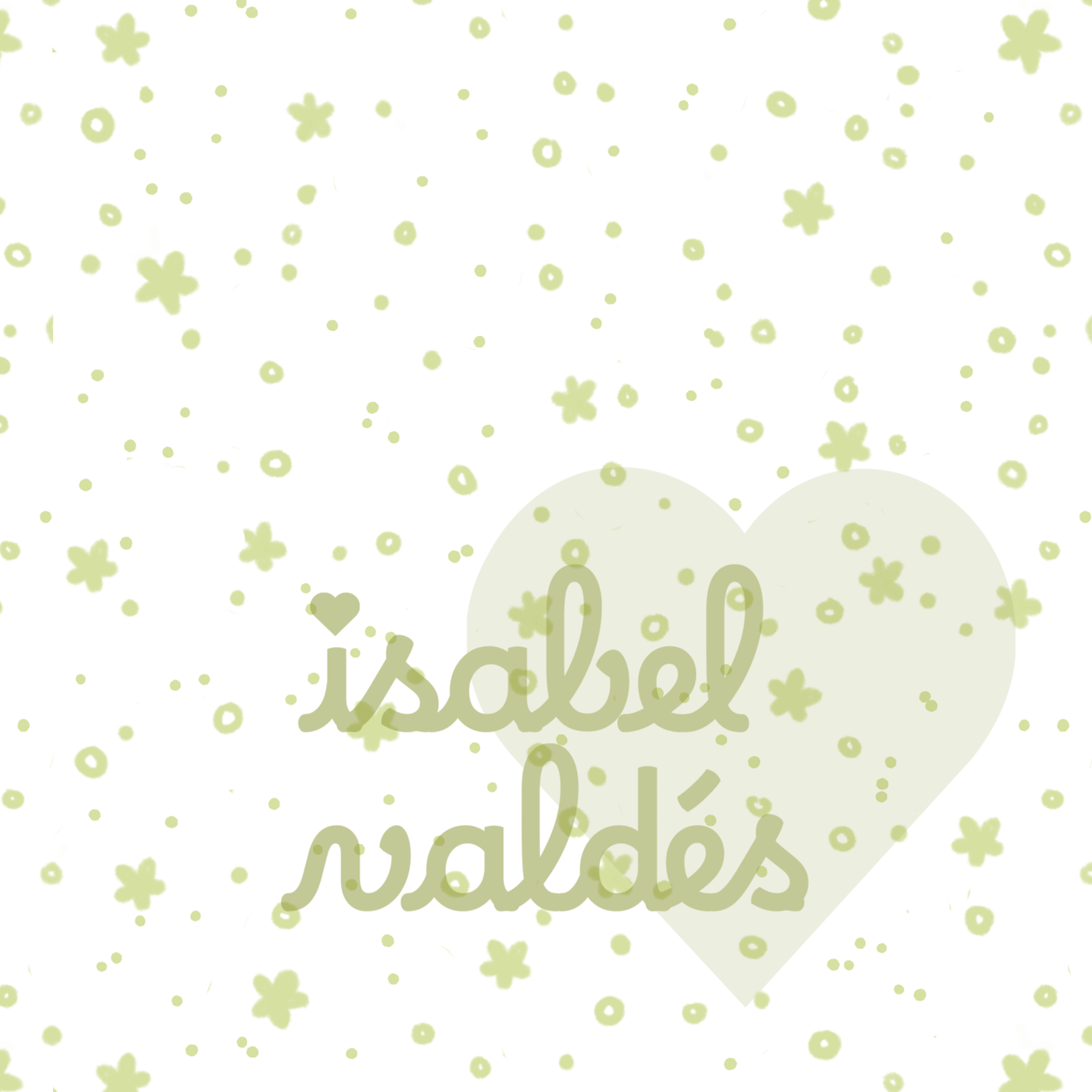 Light green floral pattern with various flower shapes and small circles scattered across a white background.