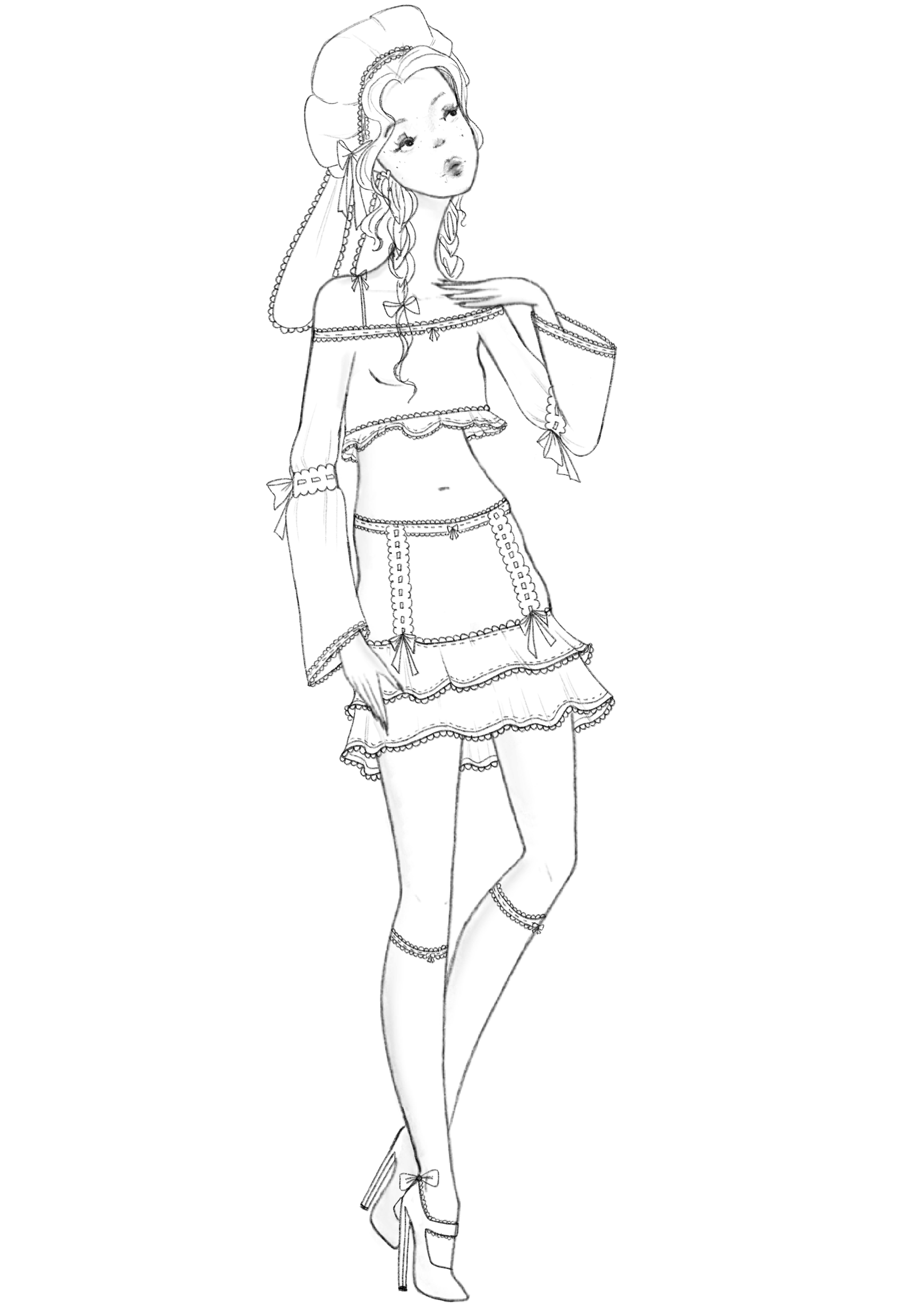 Silhouette of a woman in a dress, holding a phone, standing against a dark background.