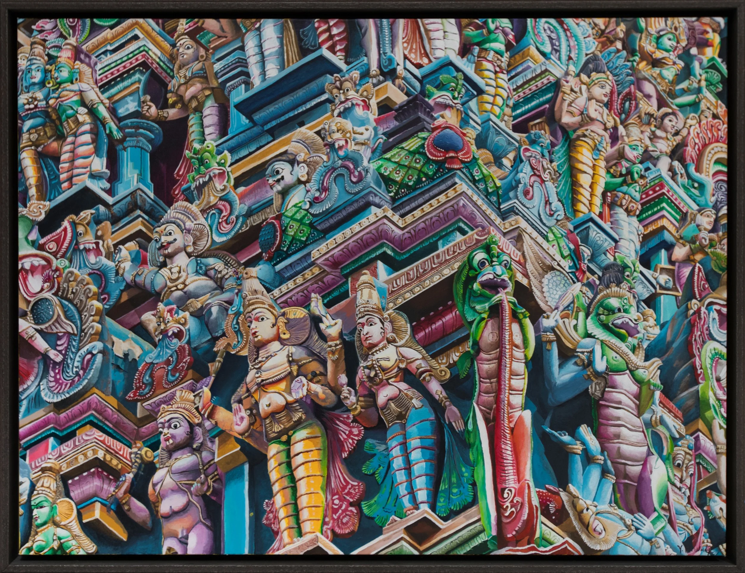 India Temple Relief, 48x36, Acrylic