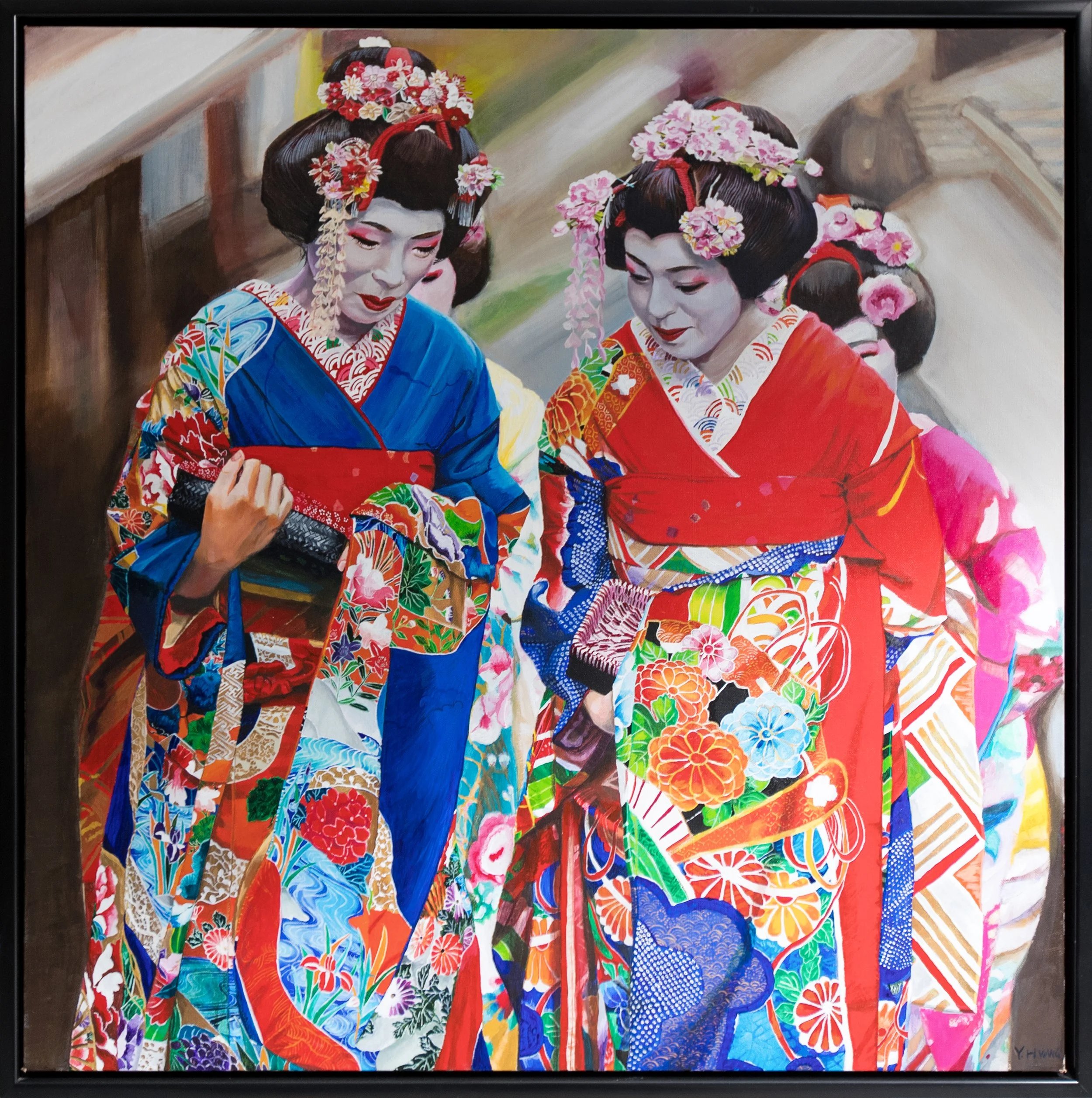 Whispering Geishas, 36x36, Acrylic