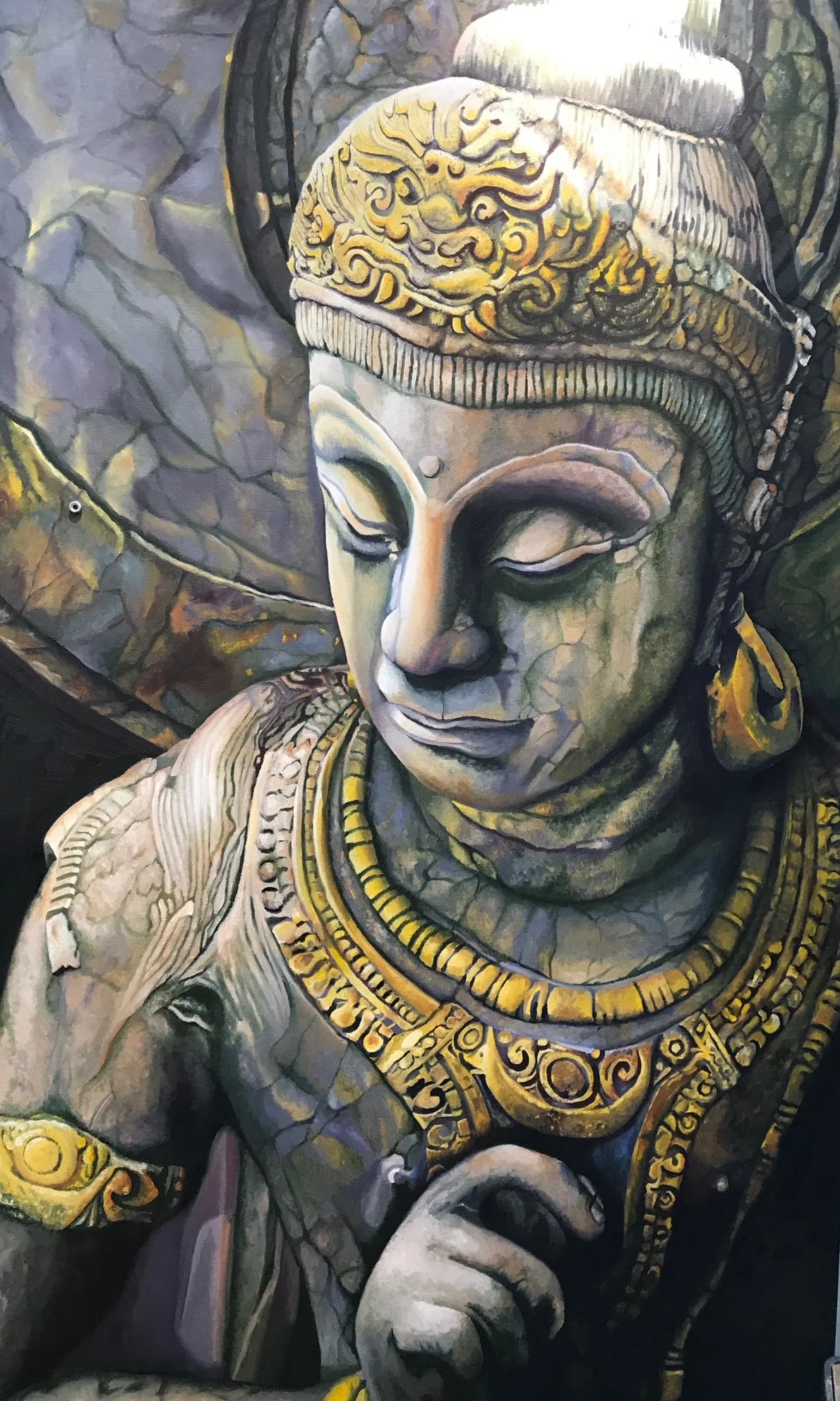 Stone Buddha, 36x60, Oil