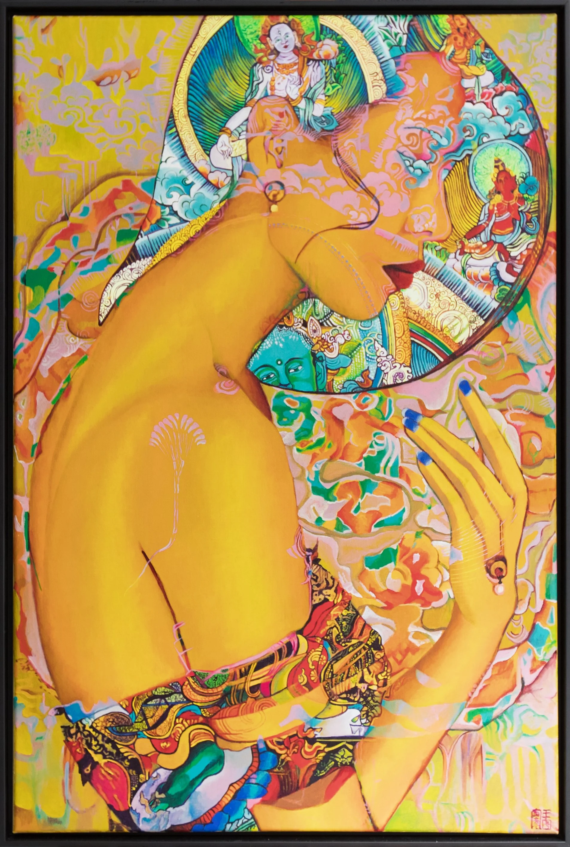 Thangka Moon, 24x36, Acrylic