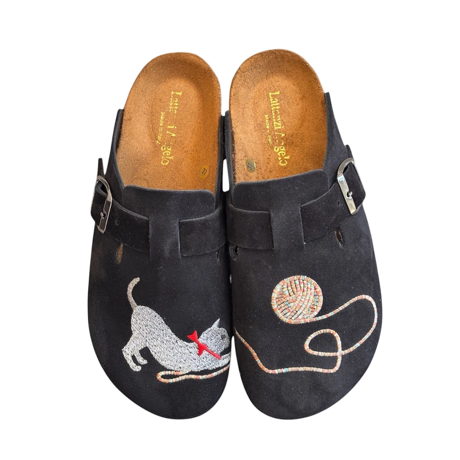 SABOT NERO "RICAMO GATTO"