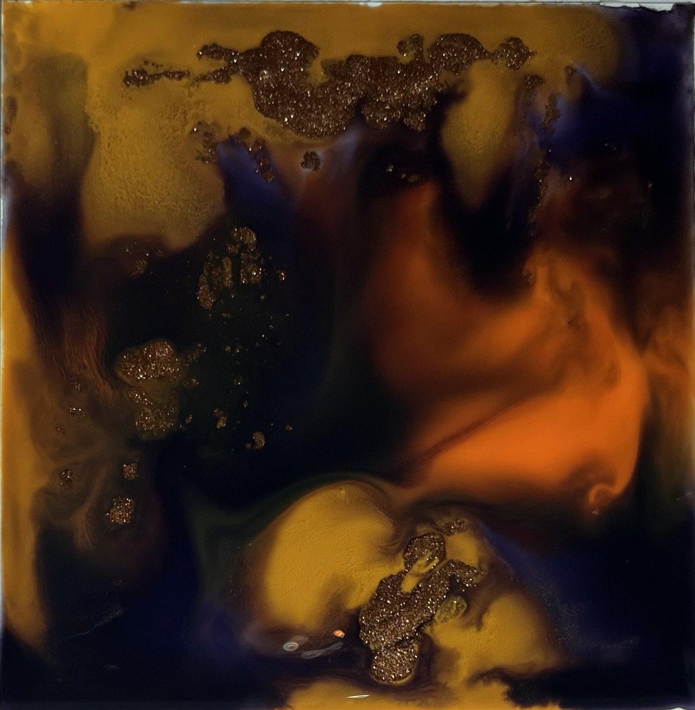 yellow gold black jester like acrylic ink Melissa Träumerin Traumerin Seattle based artist