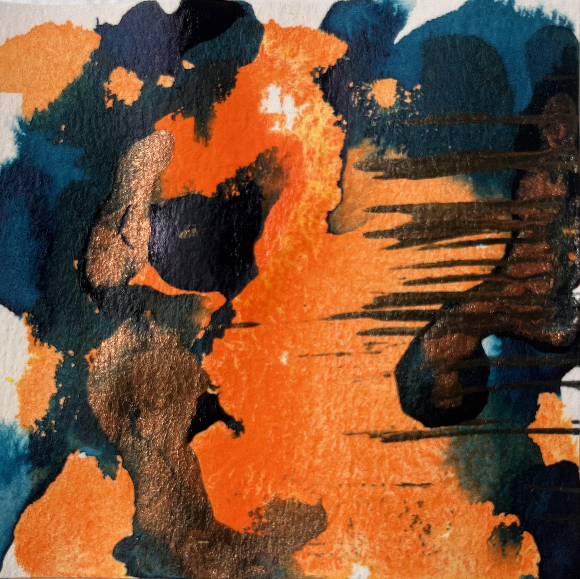 blue dark blue navy bronze abstract acrylic ink painting Seattle artist Melissa Traumerin Träumerin