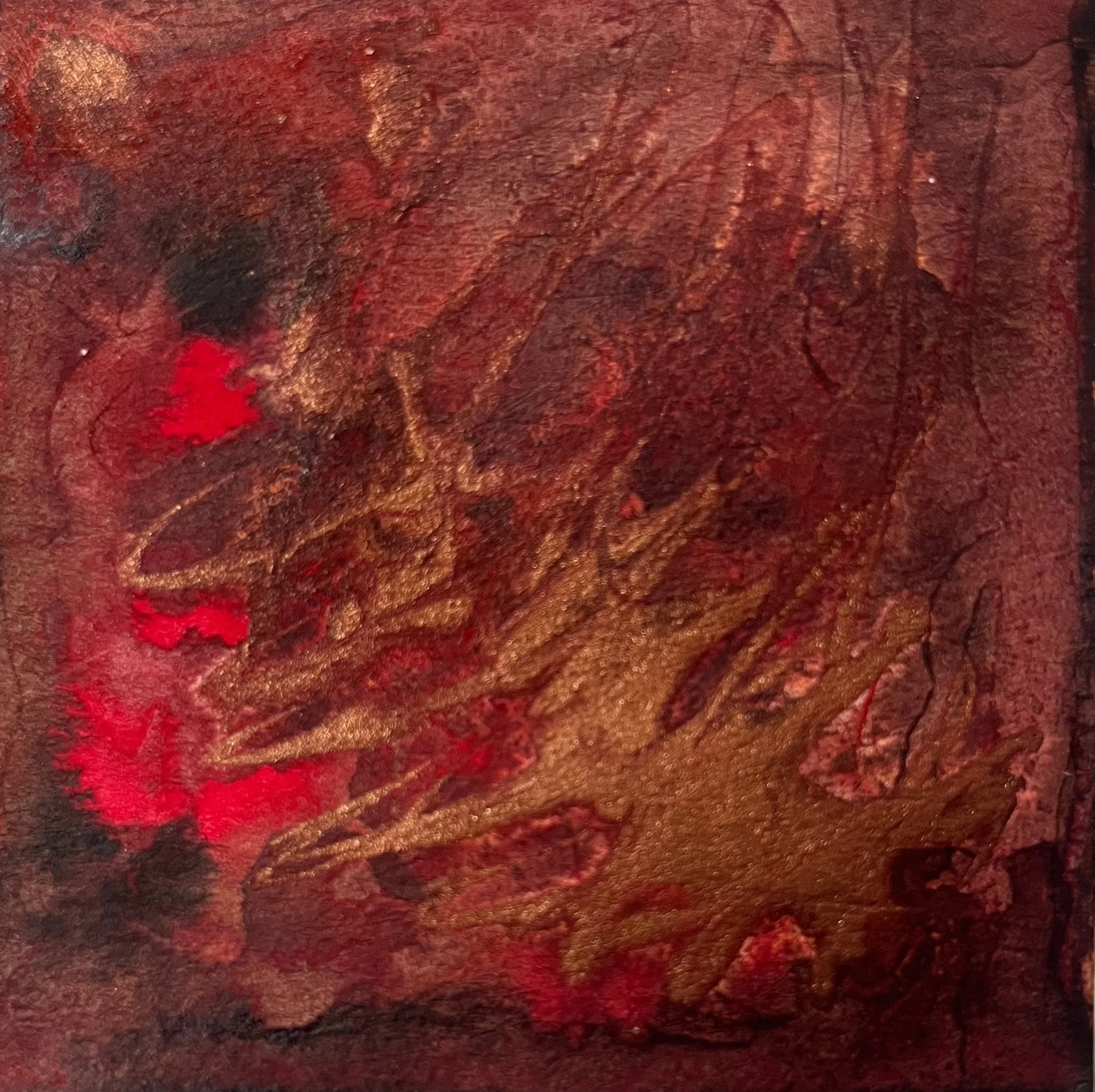 Red #1, painting with red for therapy, anger is red, abstract acrylic ink painting Seattle artist Melissa Traumerin Träumerin