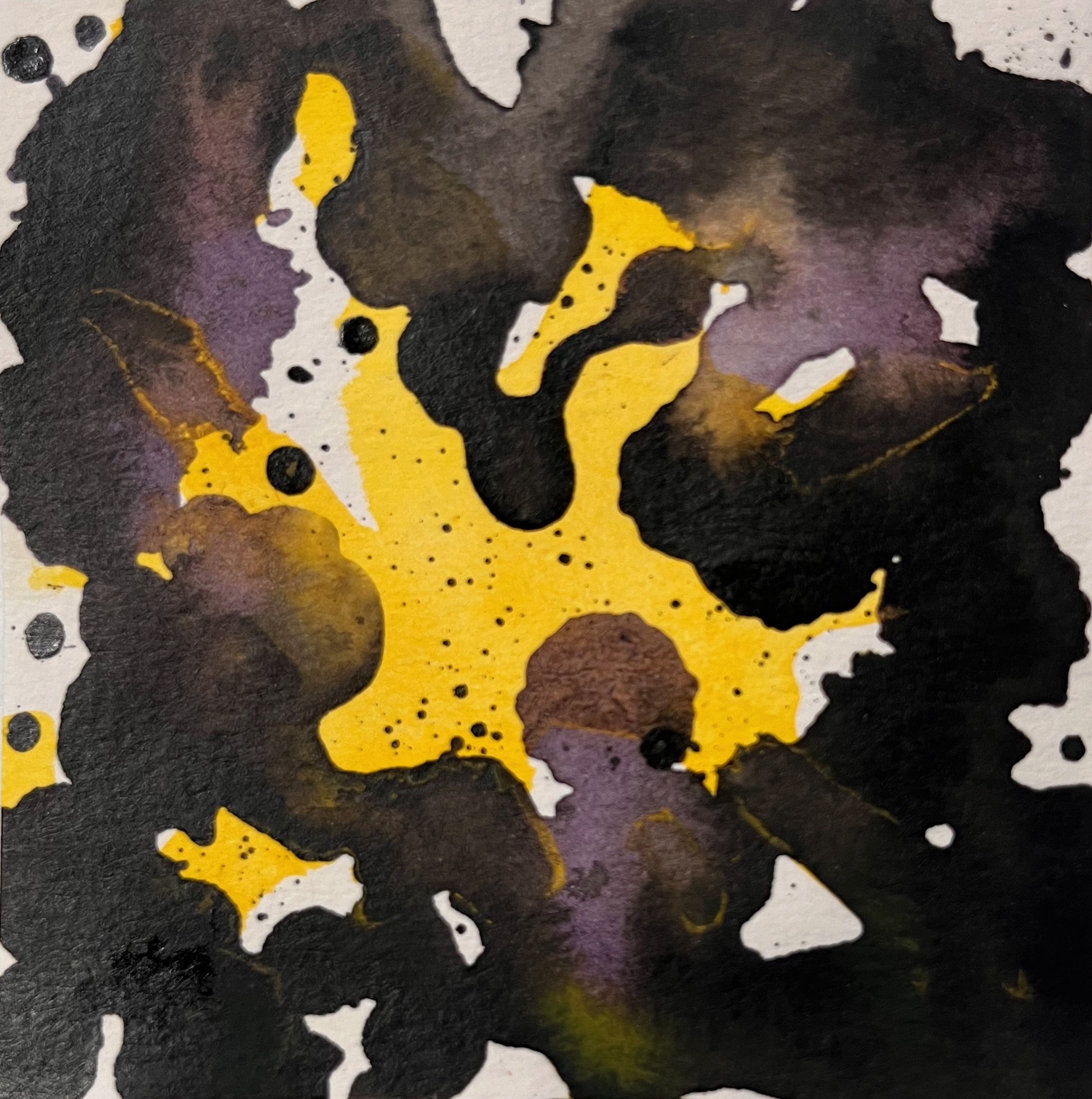Avoidance purple dark purple yellow covering light darkness abstract acrylic ink painting Seattle artist Melissa Traumerin Träumerin