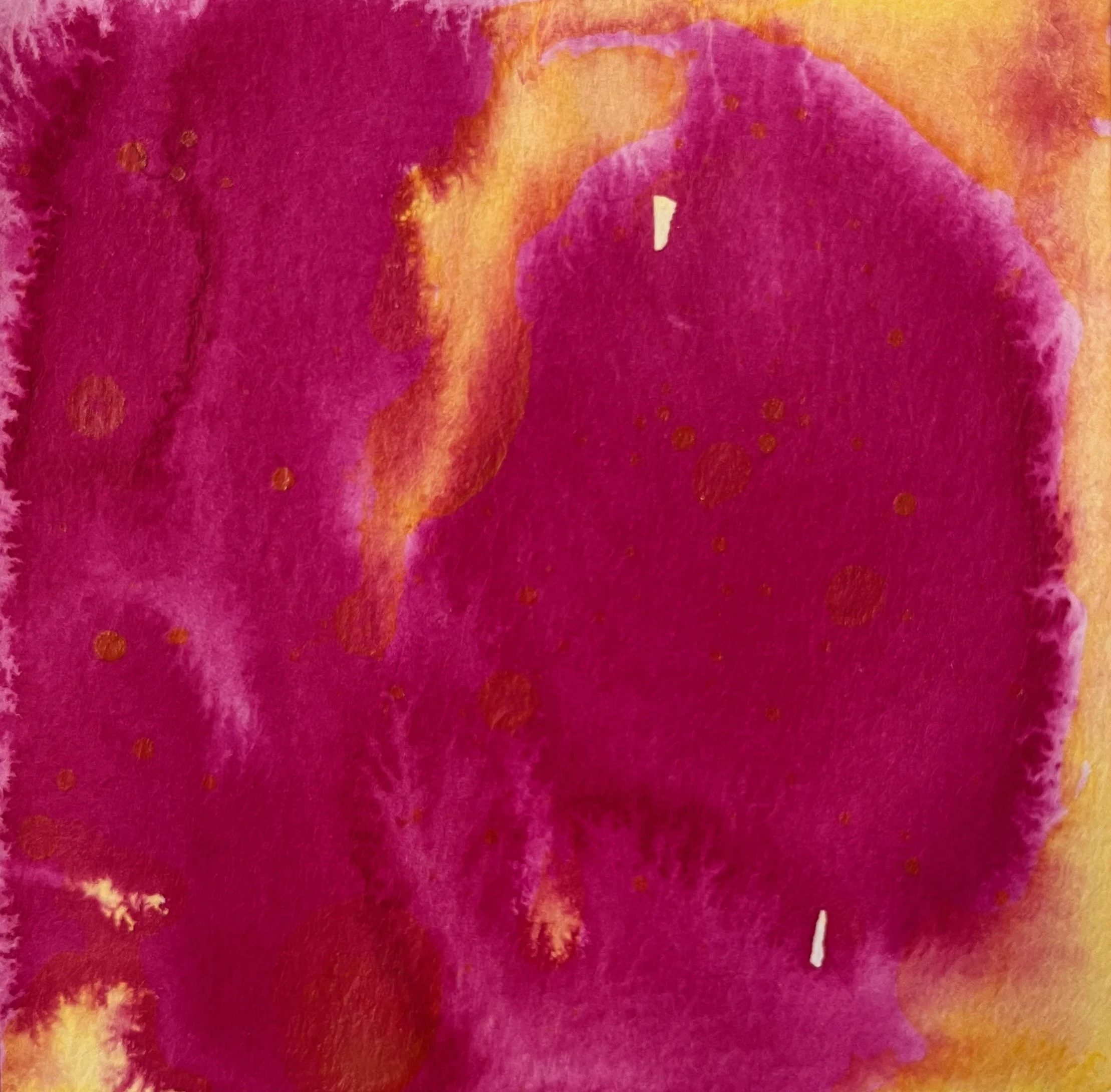 Pink yellow abstract acrylic ink painting Seattle artist Melissa Traumerin Träumerin