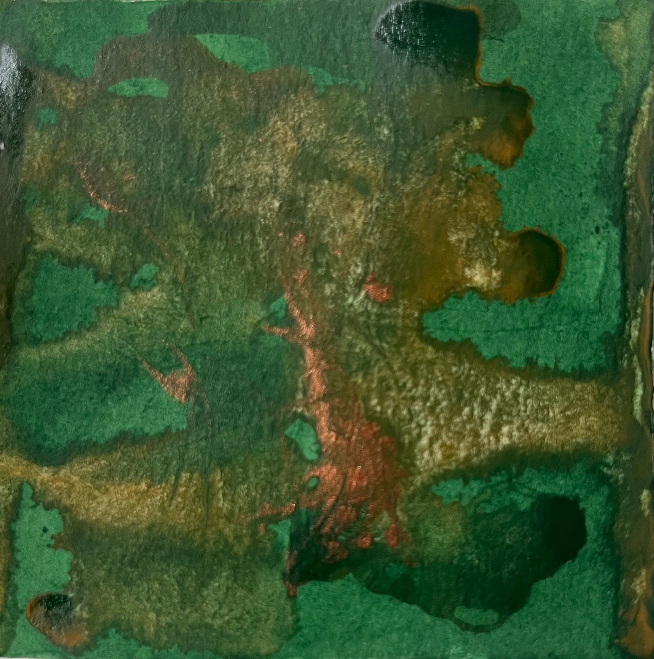 Nature tree-like green bronze abstract acrylic ink painting Seattle artist Melissa Traumerin Träumerin