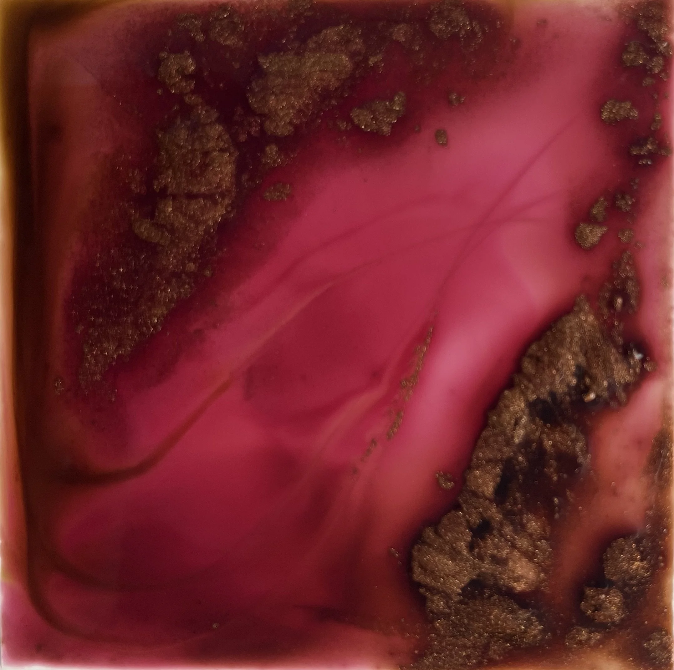 Melissa Träumerin M. Träumerin Seattle based artist acrylic inks and water play Pink Rose Gold Lovely Gemstone vibes