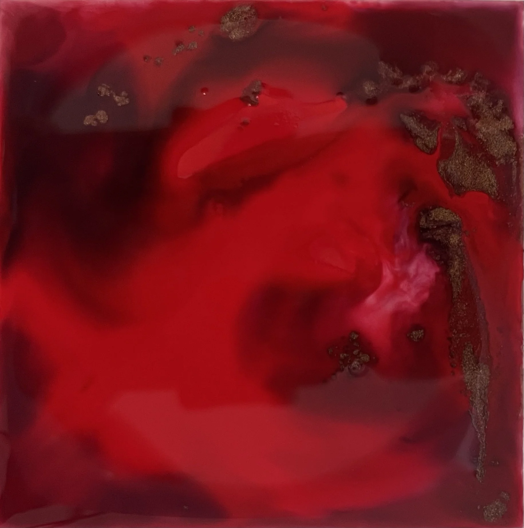Red therapy, color therapy, working with red, working with anger, learning it's okay to be angry, M. Traumerin, M. Träumerin, Seattle-based artist, Melissa, acrylic inks, water play, yupo paper