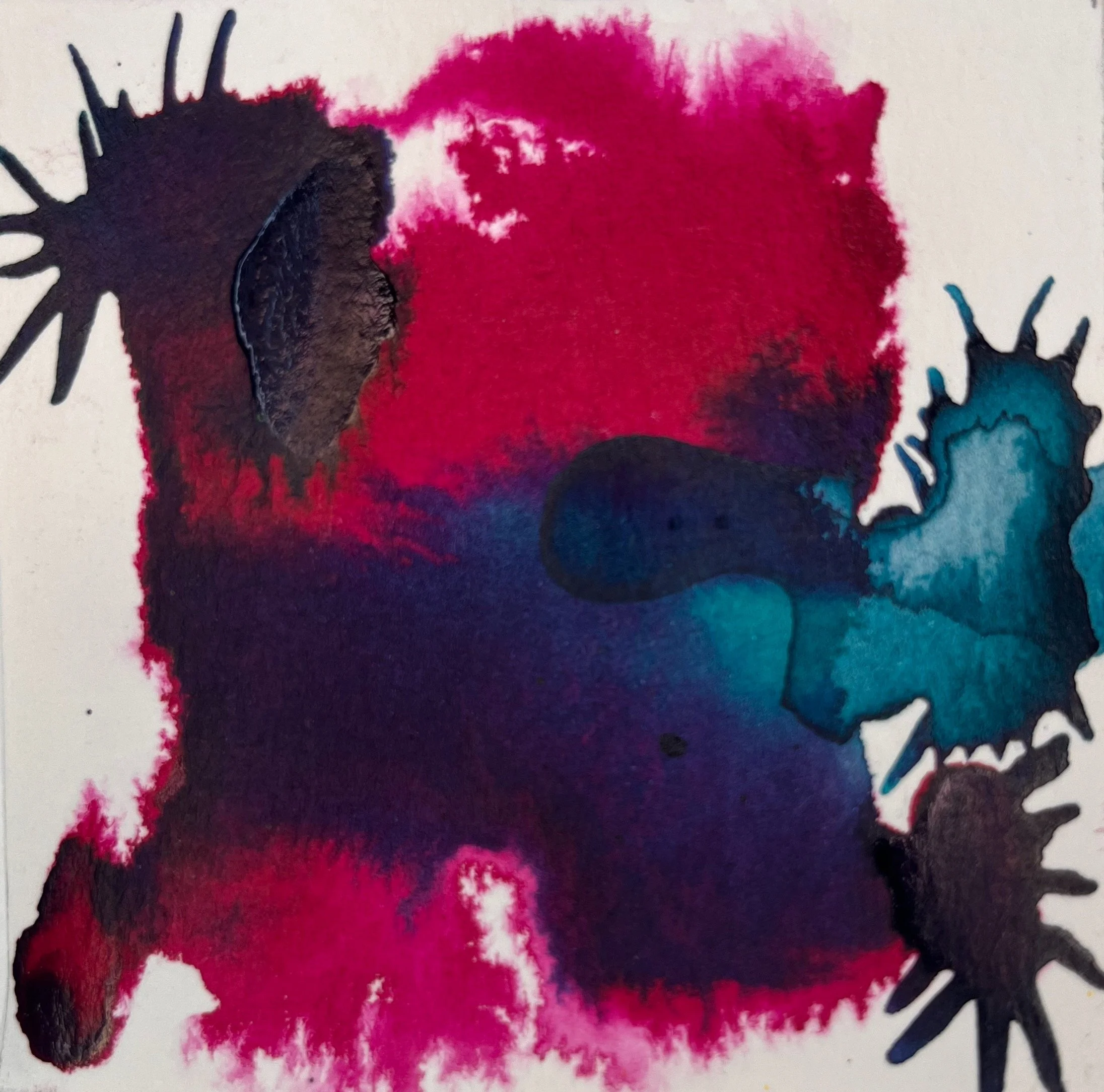 Pink magenta teal blue abstract acrylic ink painting Seattle artist Melissa Traumerin Träumerin