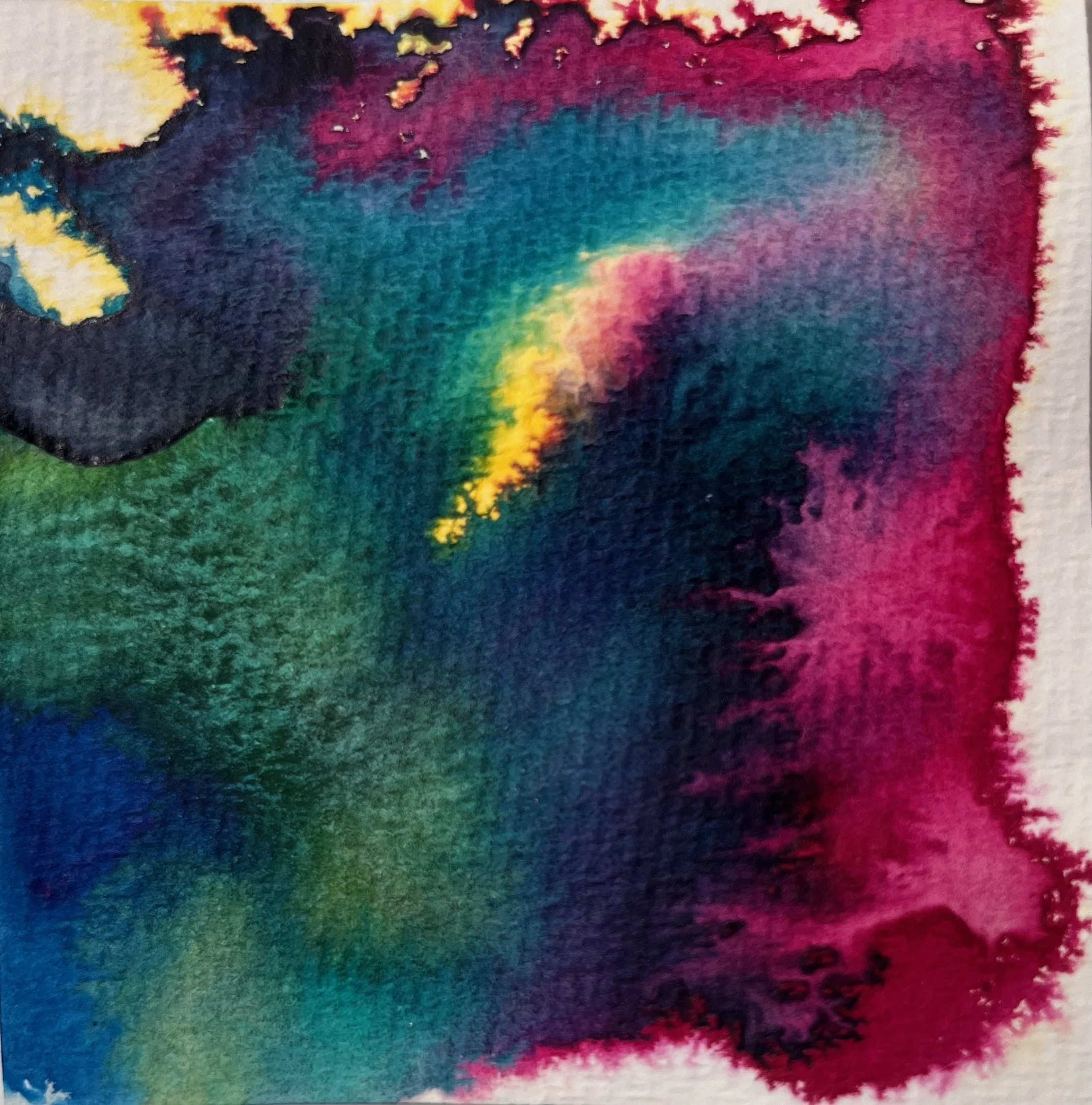 Rainbow pink magenta blue yellow cyan abstract acrylic ink painting Seattle artist Melissa Traumerin Träumerin
