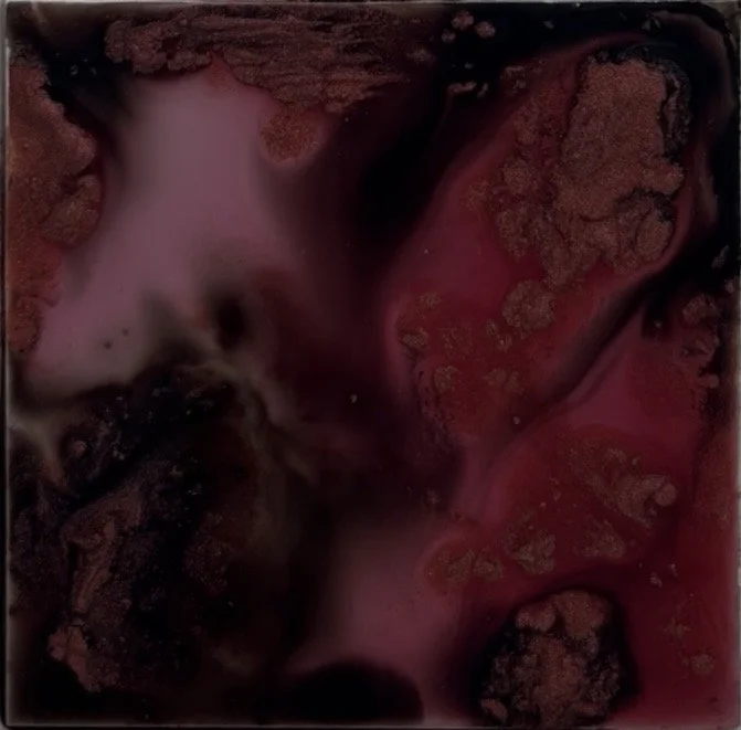 Muted pink, carbon black, rose gold acrylic ink water play Melissa Träumerin Traumerin Seattle based artist
