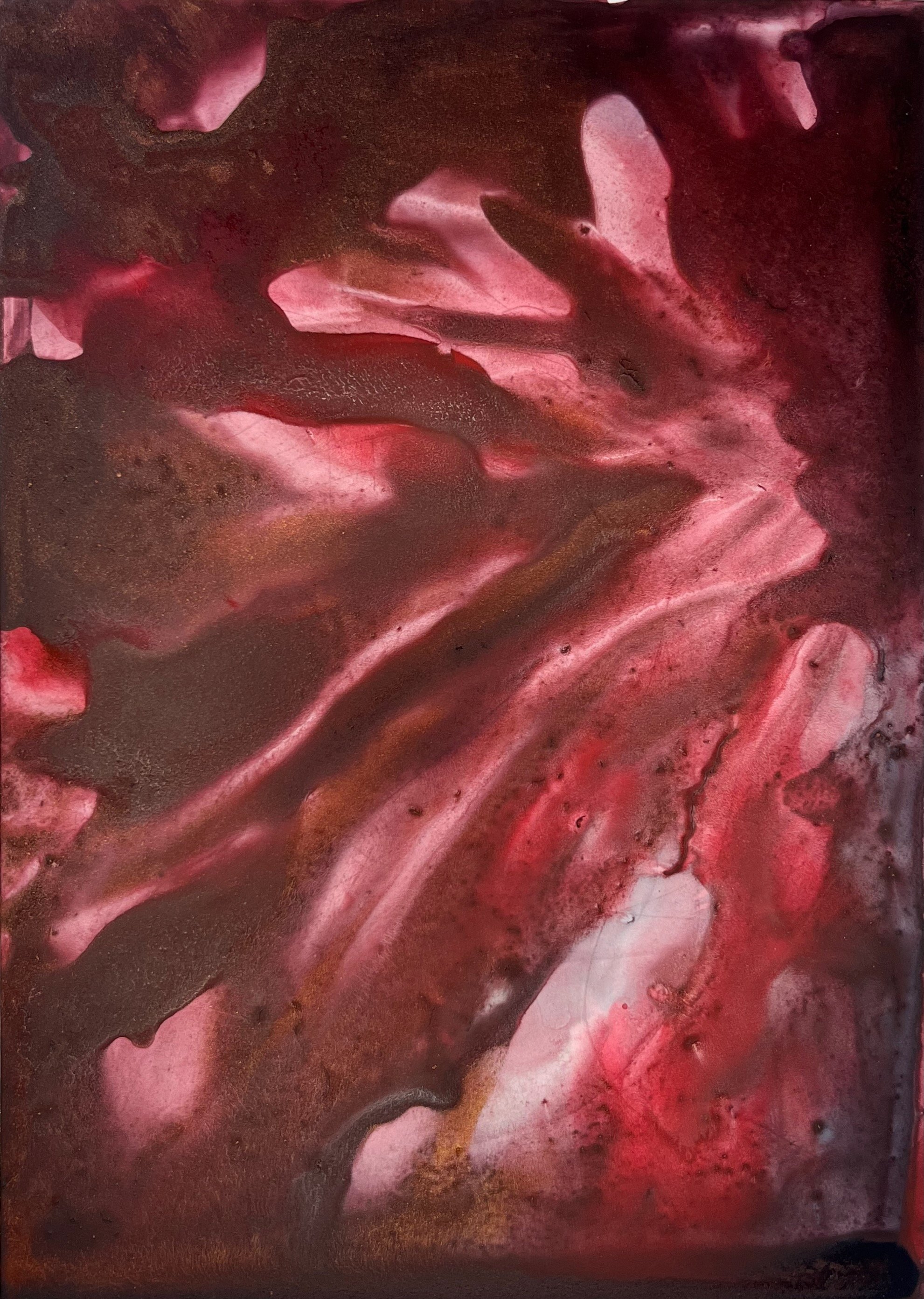 Razor pull on inks play number two abstract acrylic ink painting Seattle artist Melissa Traumerin Träumerin