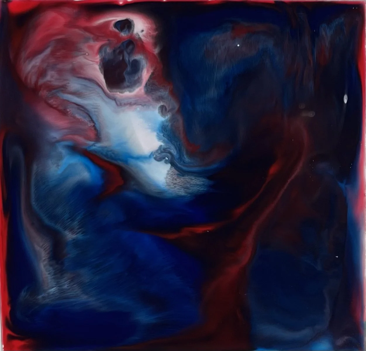 World Cup Inspired Art, Seattle game, USA vs Belgium, Red, White, & Blue, M. Traumerin, M. Träumerin, Seattle-based artist, Melissa, acrylic inks, water play, yupo paper