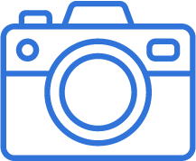 Icon of a blue camera outline