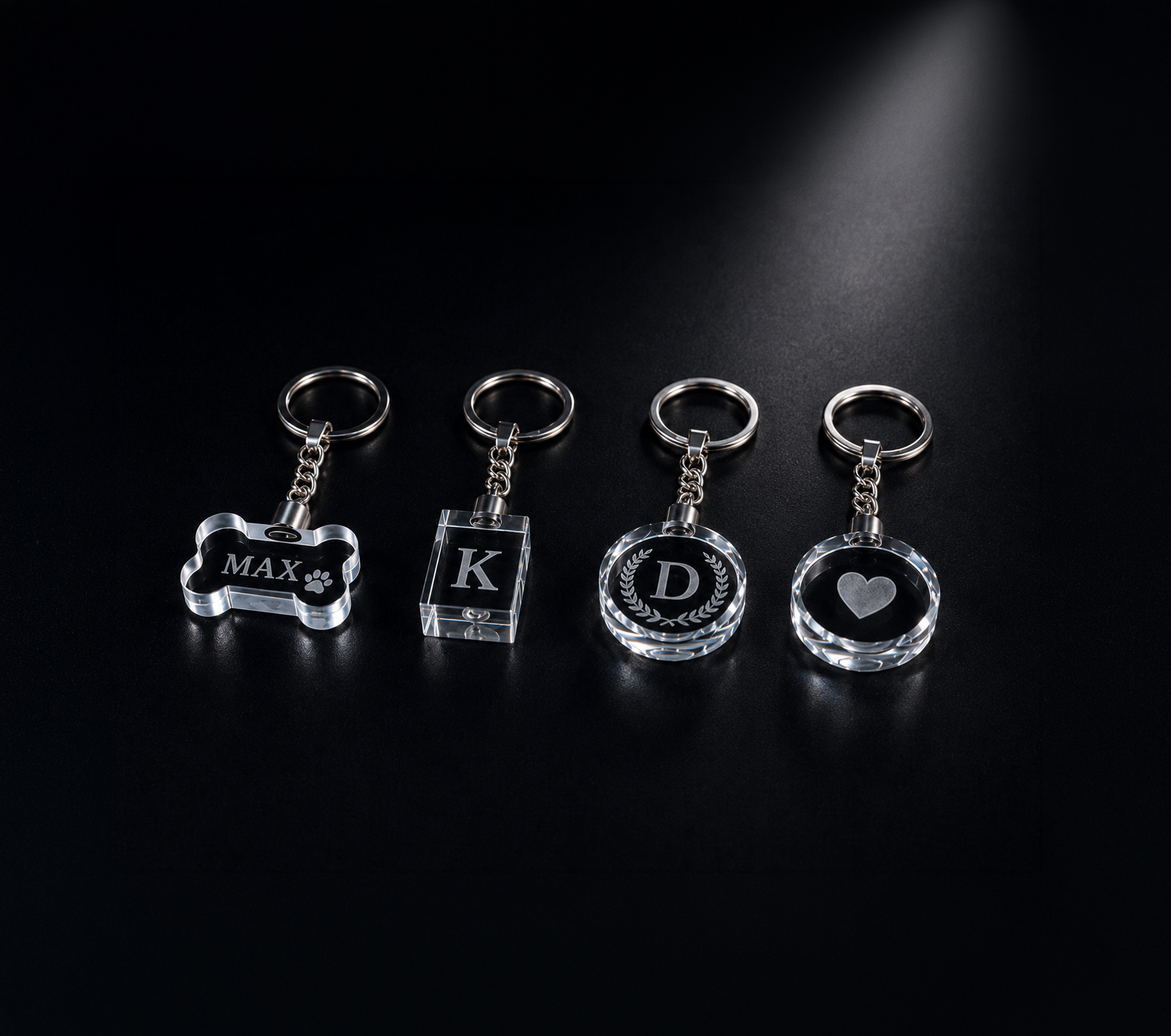Personalized Crystal Light-Up Keychains (Internally Engraved)
