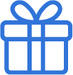 Icon of a wrapped gift box with a ribbon.