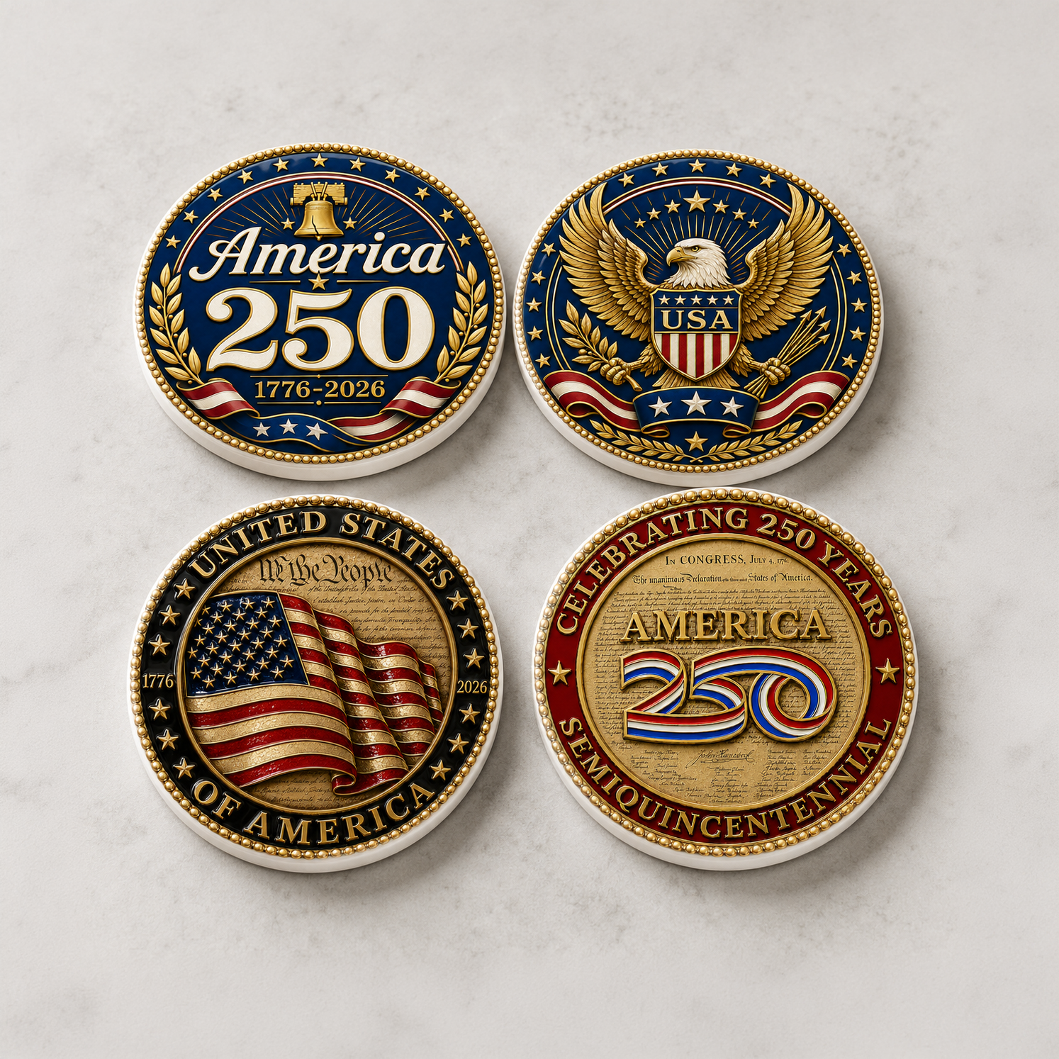 Set of 5 Round Coasters - America 250.png