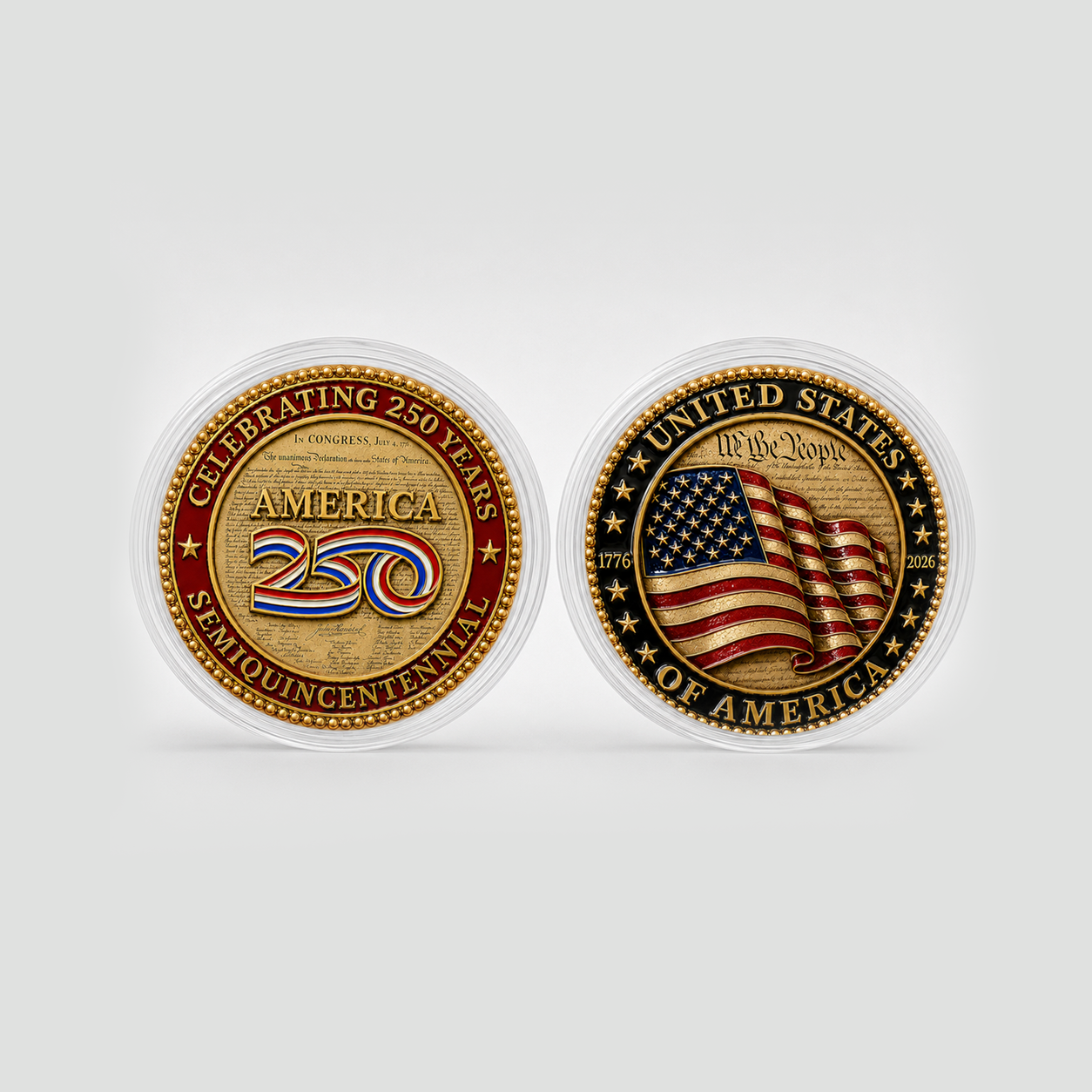 America 250 Semiquincentennial Commemorative Challenge Coin