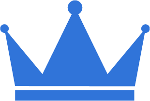 Blue crown icon on a black background.