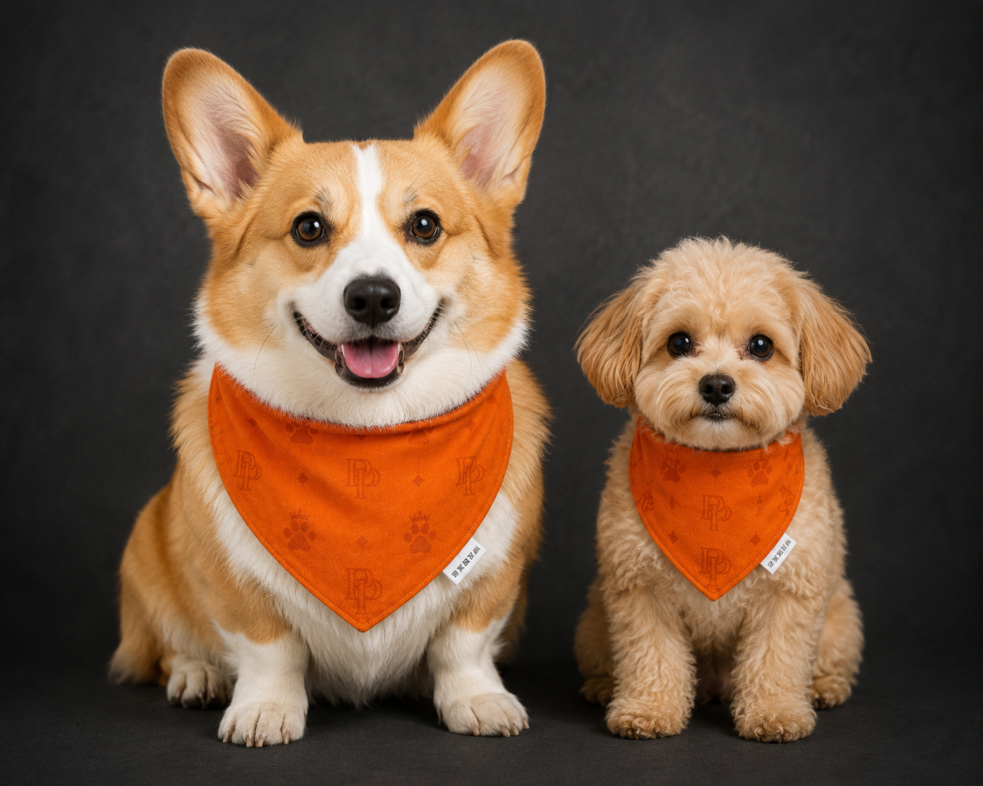 Reversible brown and orange bandana —  100 % cotton