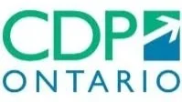 CDP Ontario logo with green and blue text and arrow symbol
