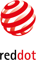 reddot award logo, Red and white striped spherical object resembling a decorated Christmas ornament
