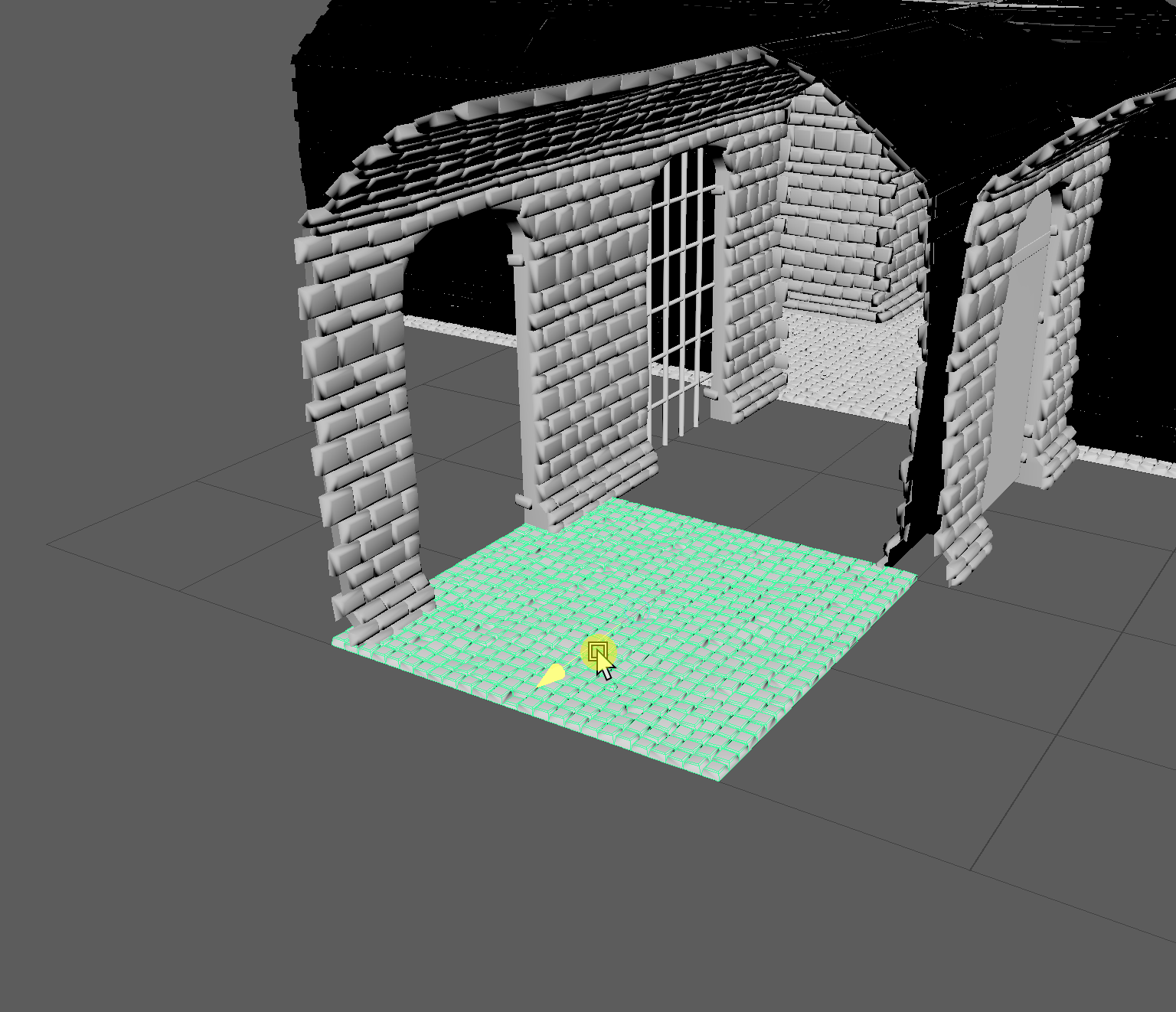 Showcasing the grid-based modularity of the dungeon assets