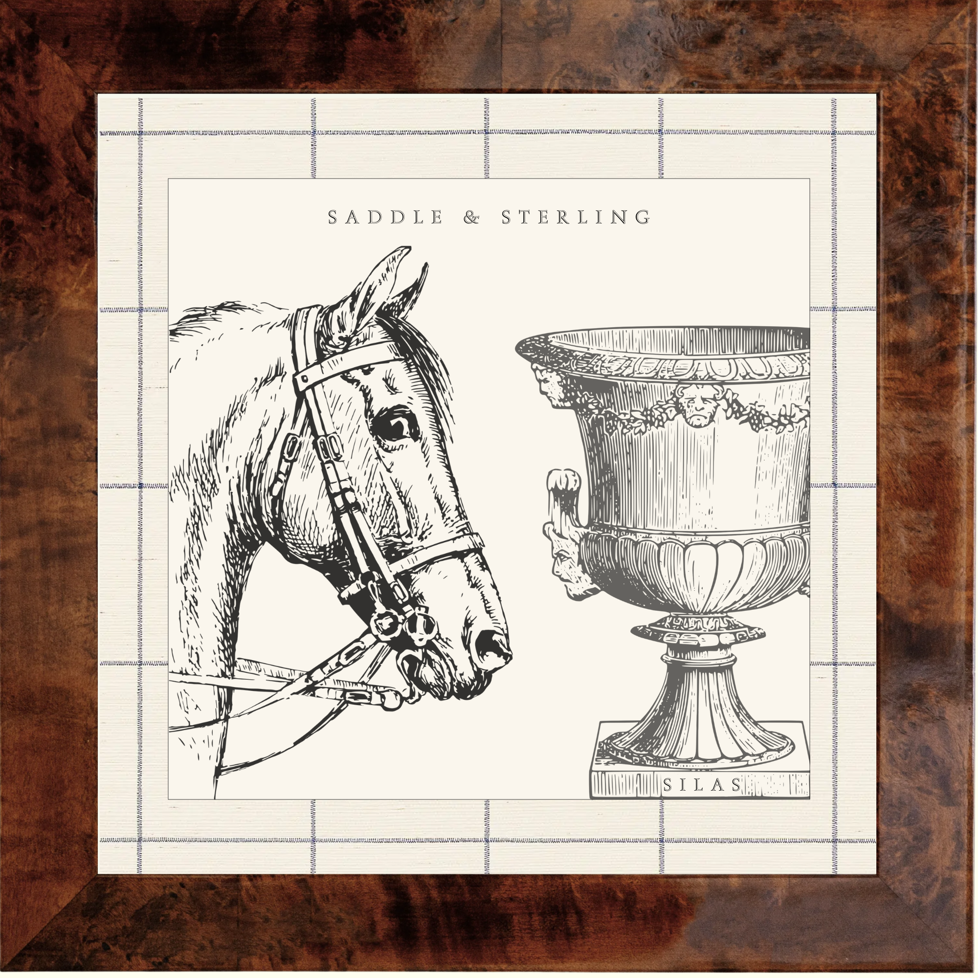 Saddle and Sterling's framed design.