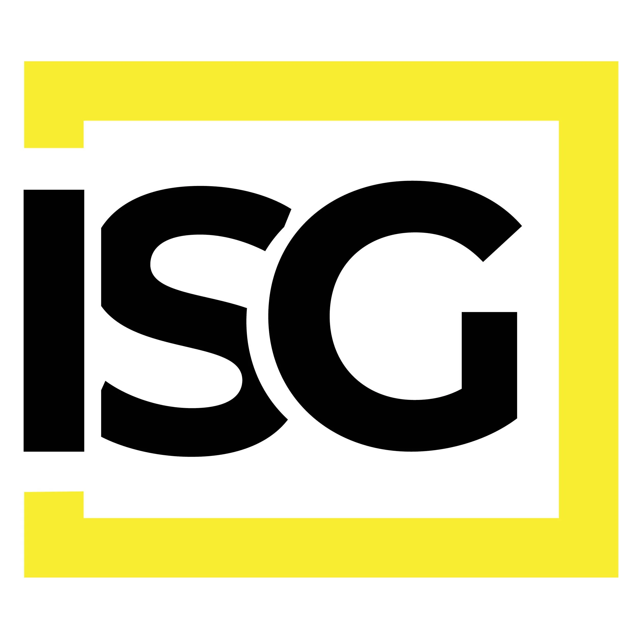 A partial logo with black text on a white background, surrounded by a thick yellow border.