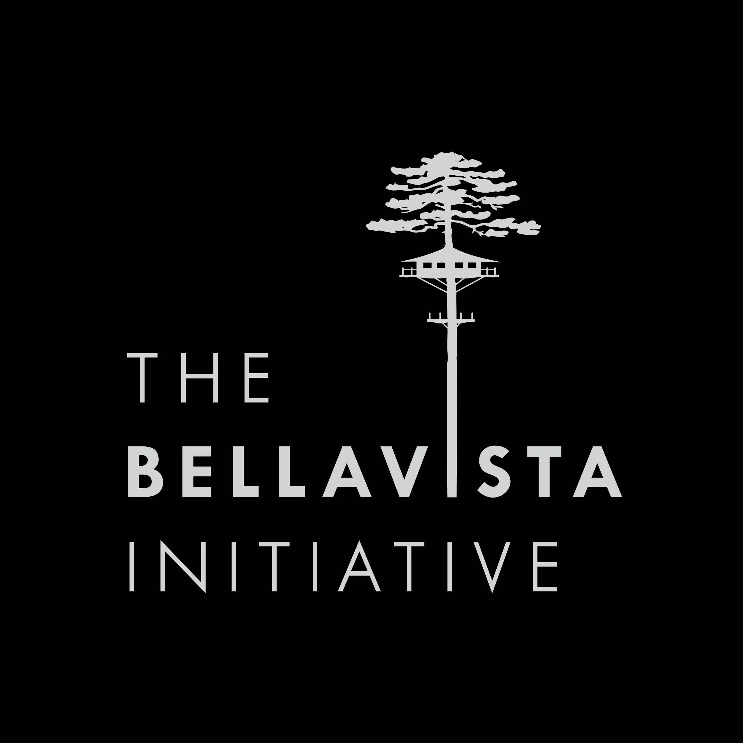 The word 'The' at the top, beneath a tall tree with multiple branches, followed by words 'BELLA VISTA' and partially obscured text beneath.