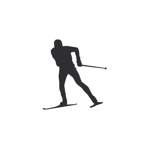 Silhouette of a person playing ice hockey, holding a hockey stick, skating on ice.
