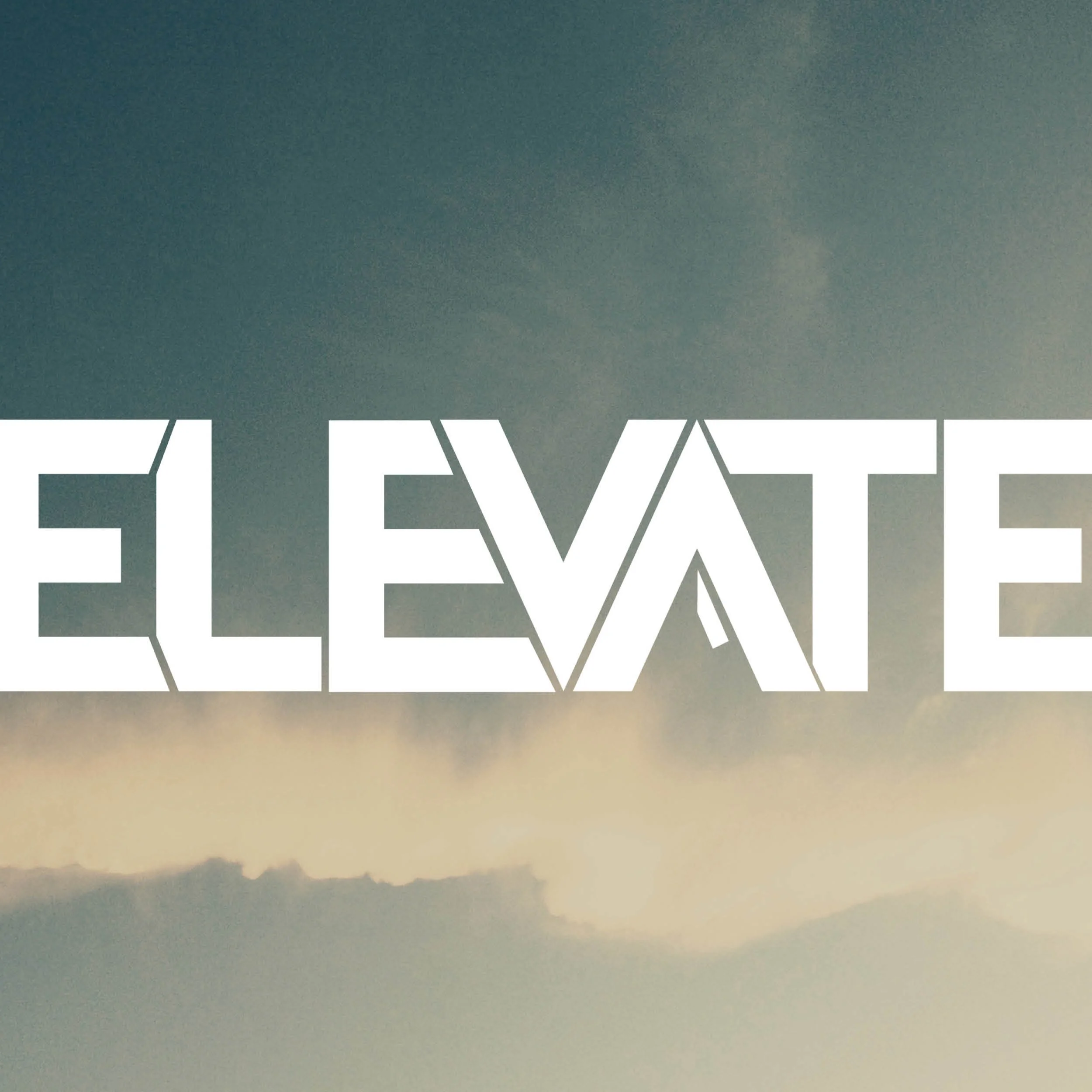 The image shows the sky during sunset or dawn with clouds and level horizon, with text overlay reading 'EXPLORE' in large white letters.