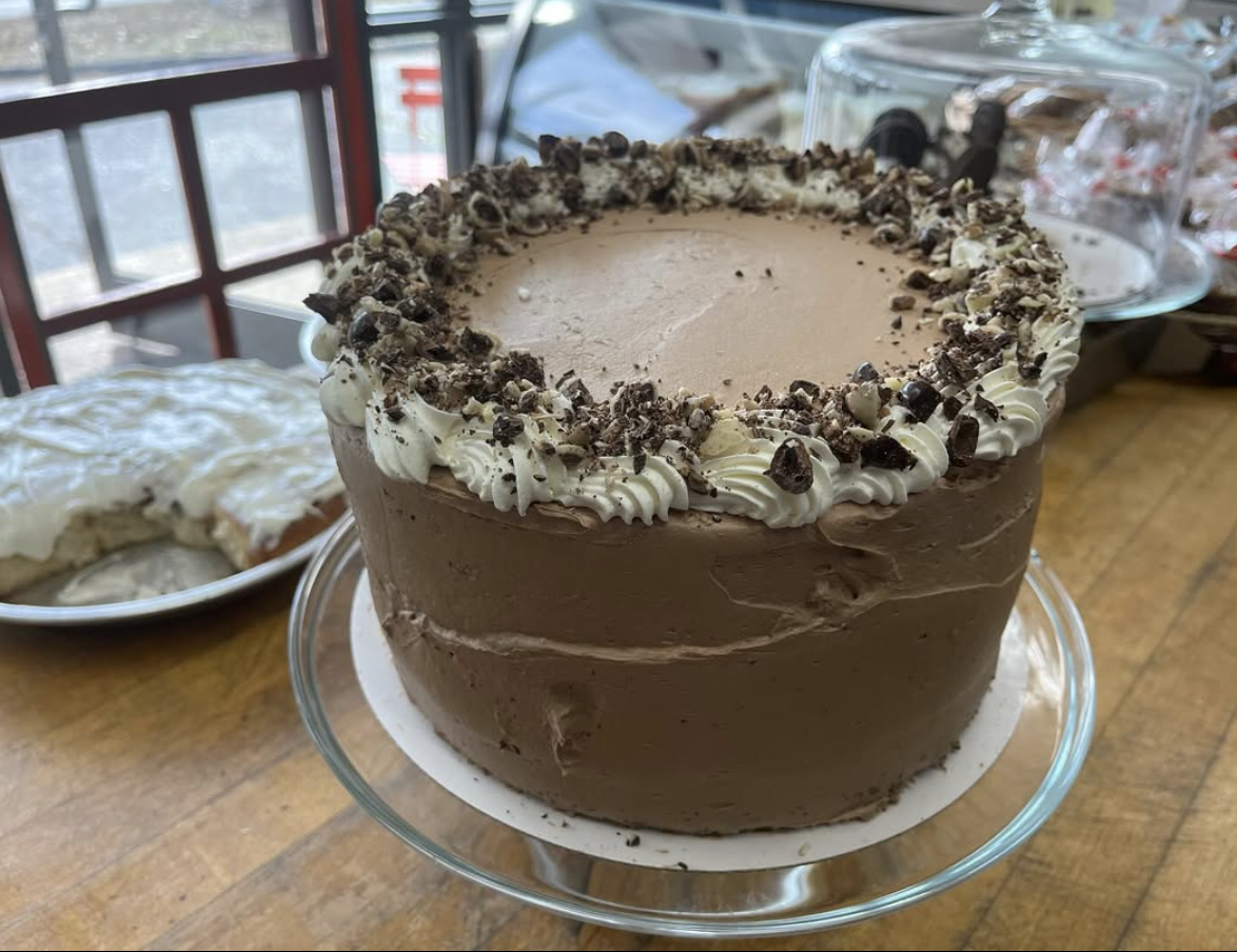 Chocolate Mocha Buttercream cake with espresso coffee beans