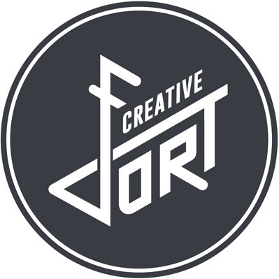 Circular logo with the words "Fort Creative" and stylized geometric shapes