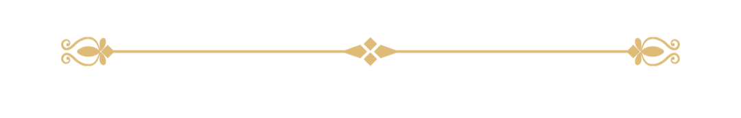 Decorative horizontal gold line with symmetrical ornate flourishes at each end and a diamond-shaped accent in the center.