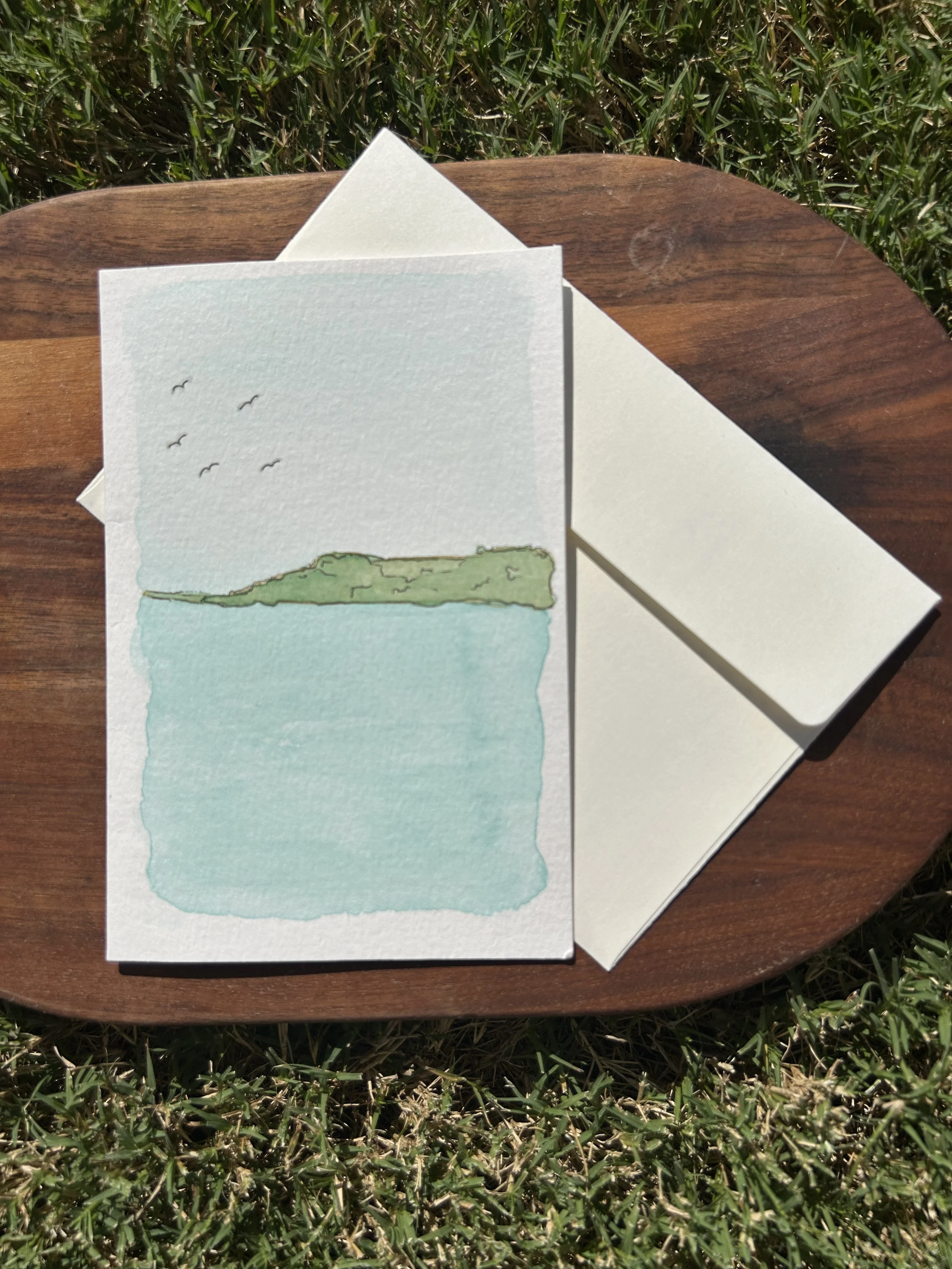 Coastal Flight Watercolor Card, Original Hand Painted