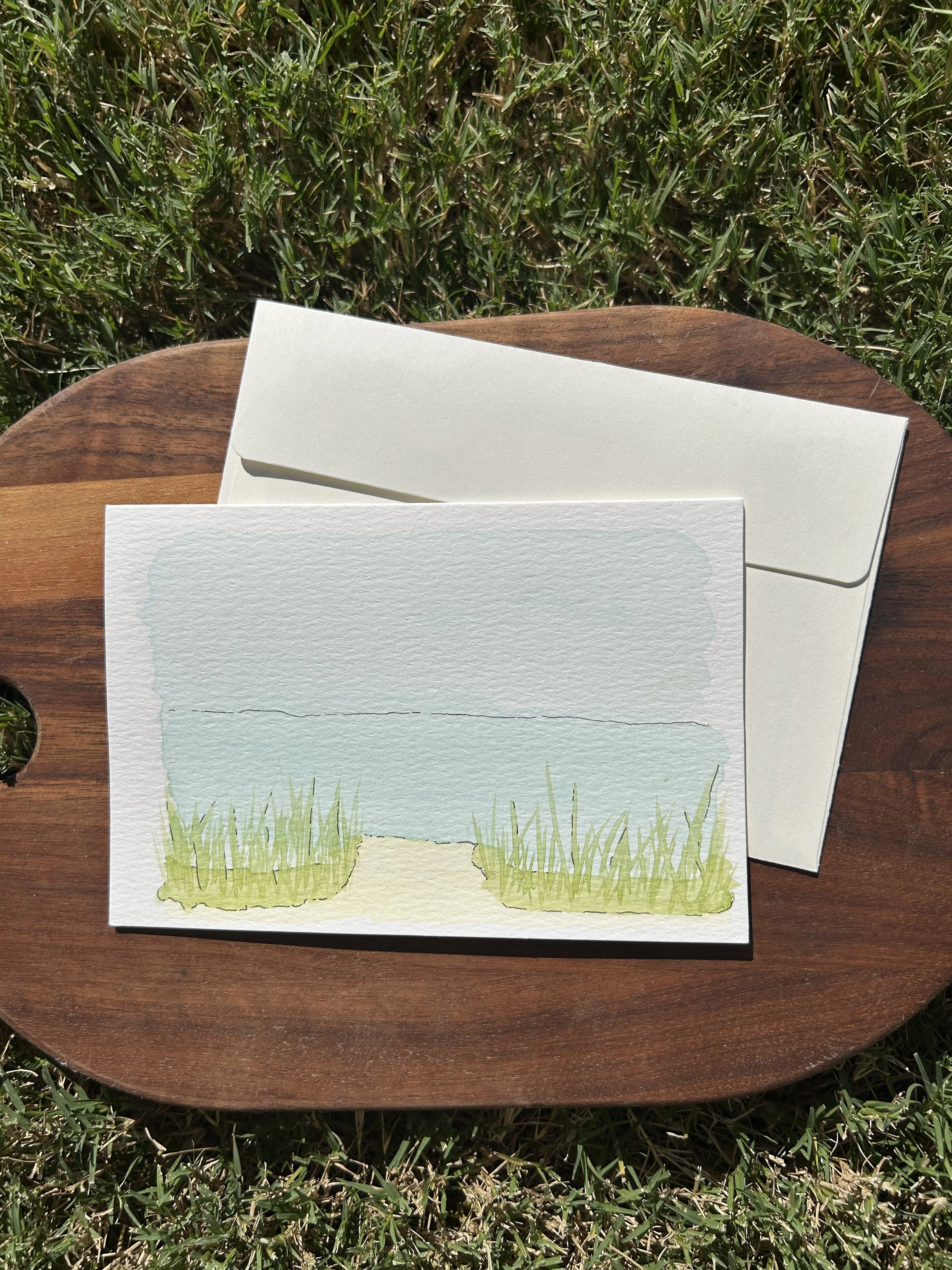 Quiet Shore Watercolor Card, Original Hand Painted