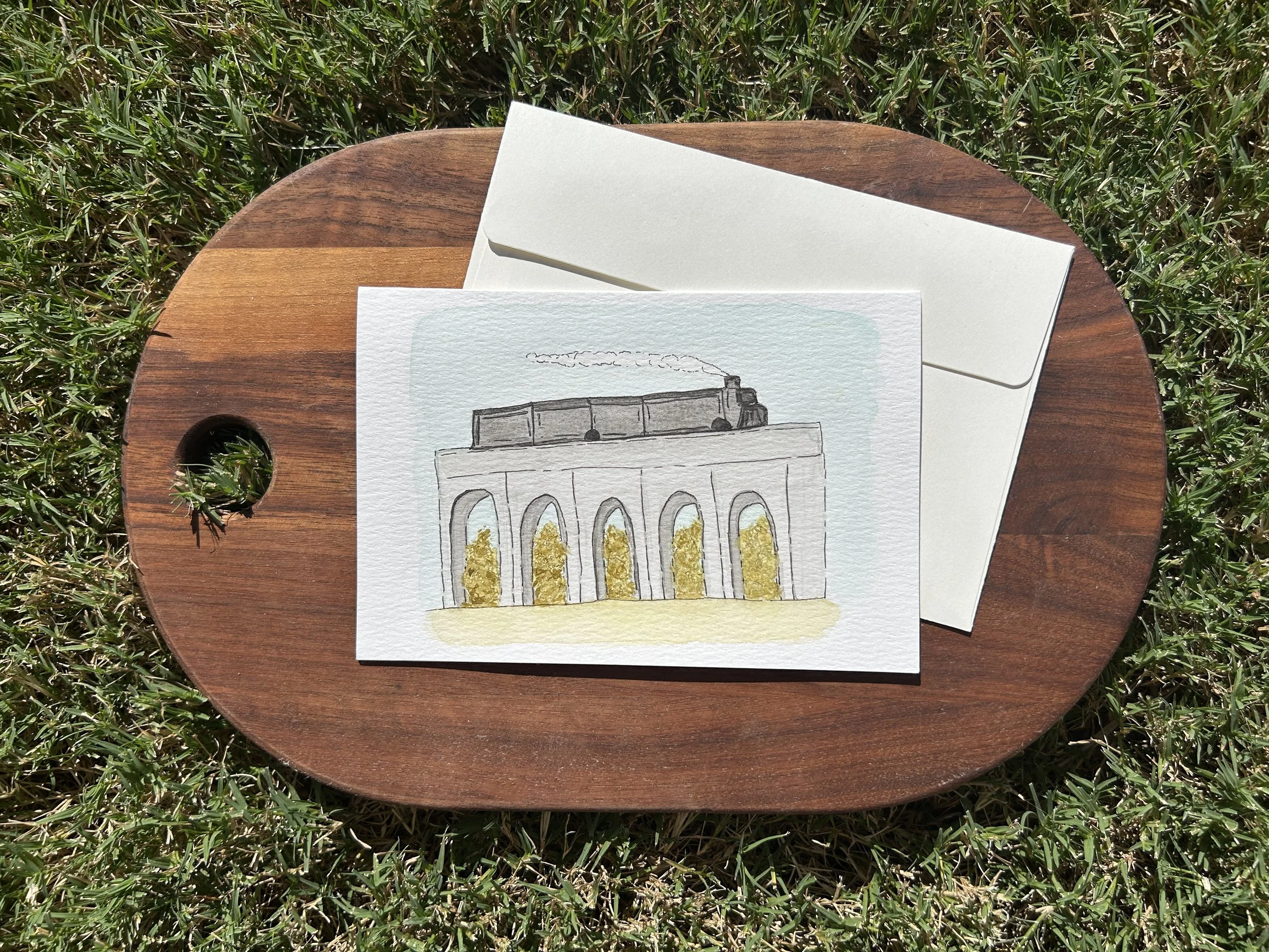 Train to Anywhere Watercolor Card, Original Hand Painted