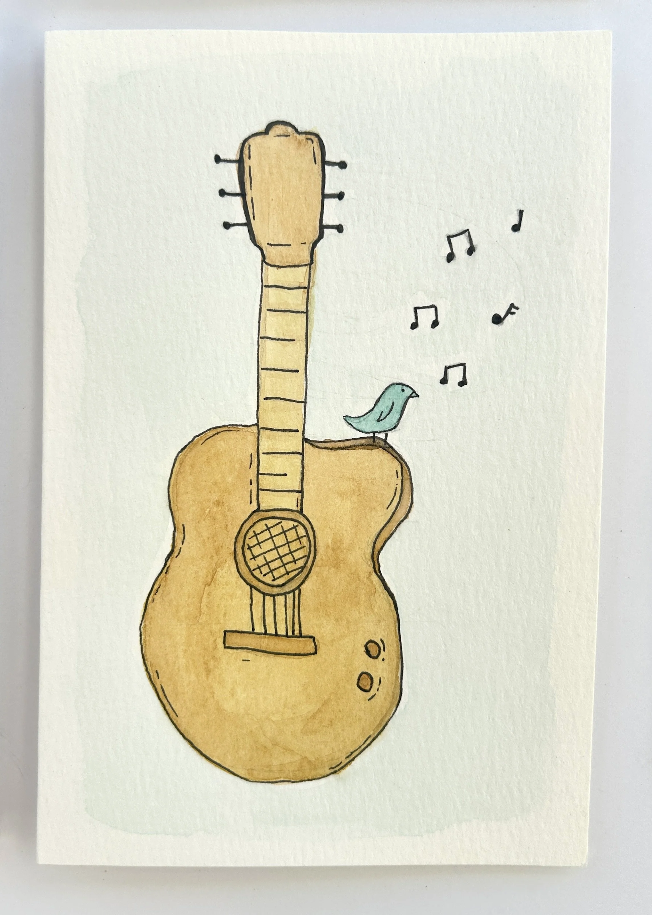 Bluebird Serenade Watercolor Card, Original Hand Painted