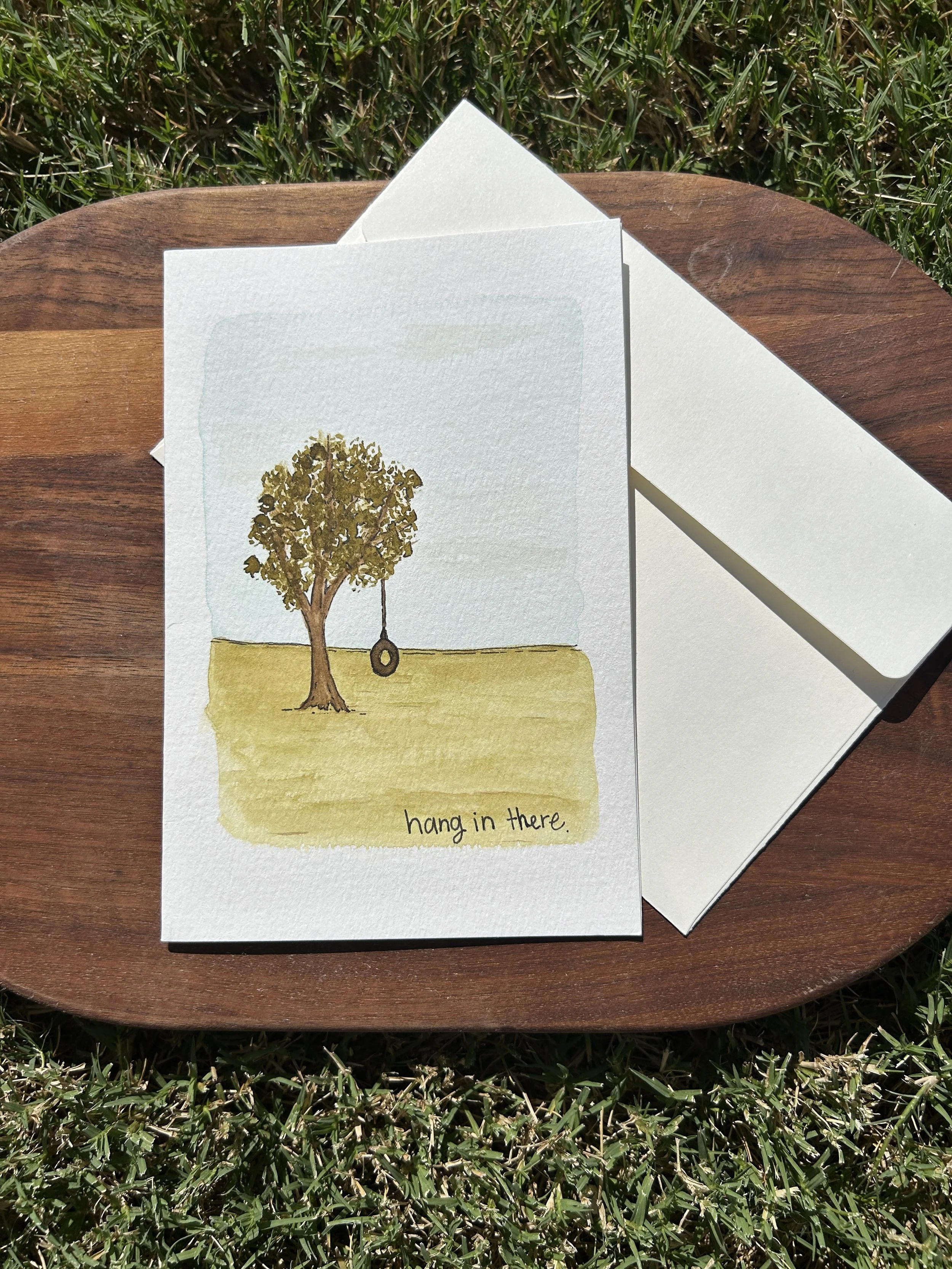 Hang in There Watercolor Card, Original Hand Painted