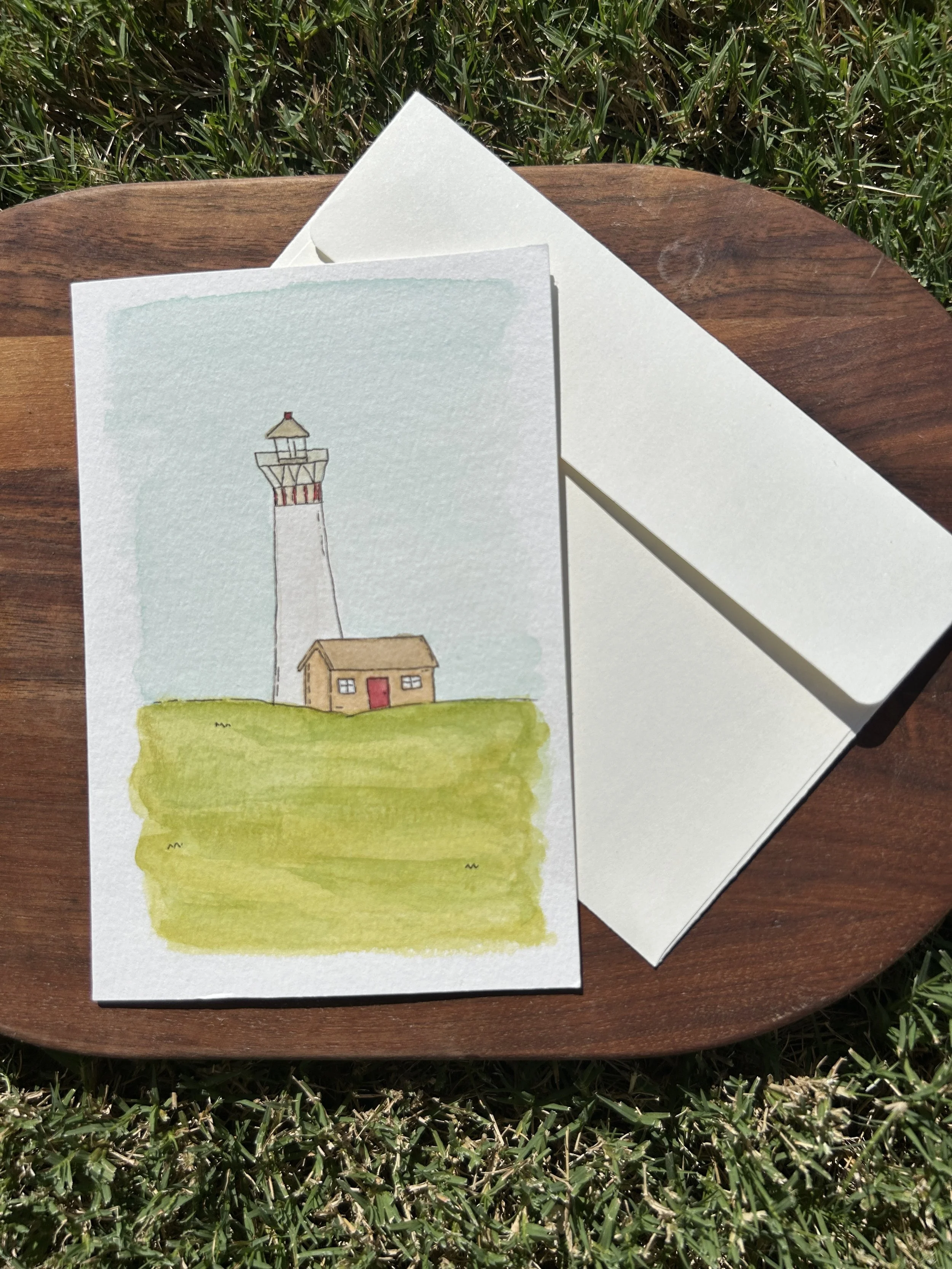 Lighthouse Watercolor Card, Original Hand Painted
