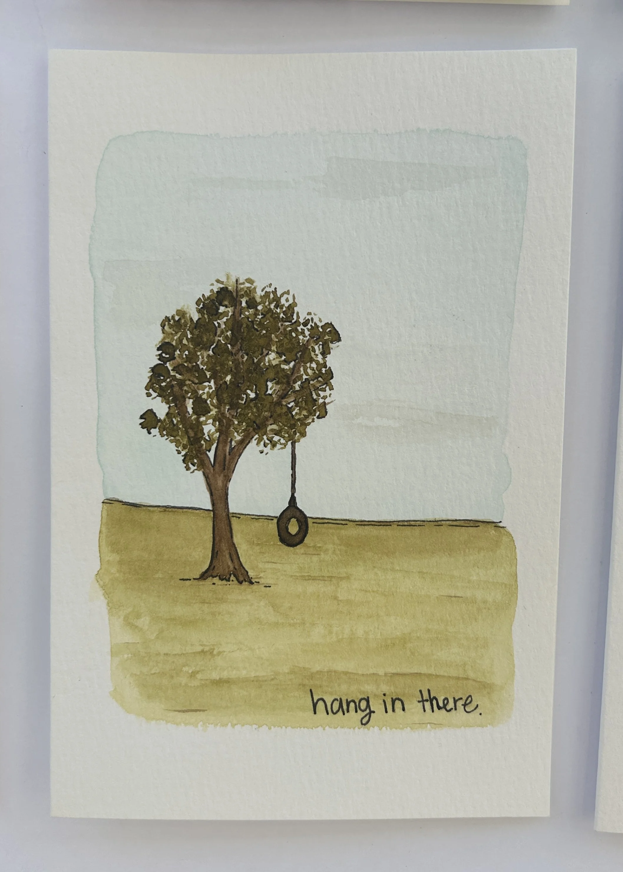 Hang in There Watercolor Card, Original Hand Painted