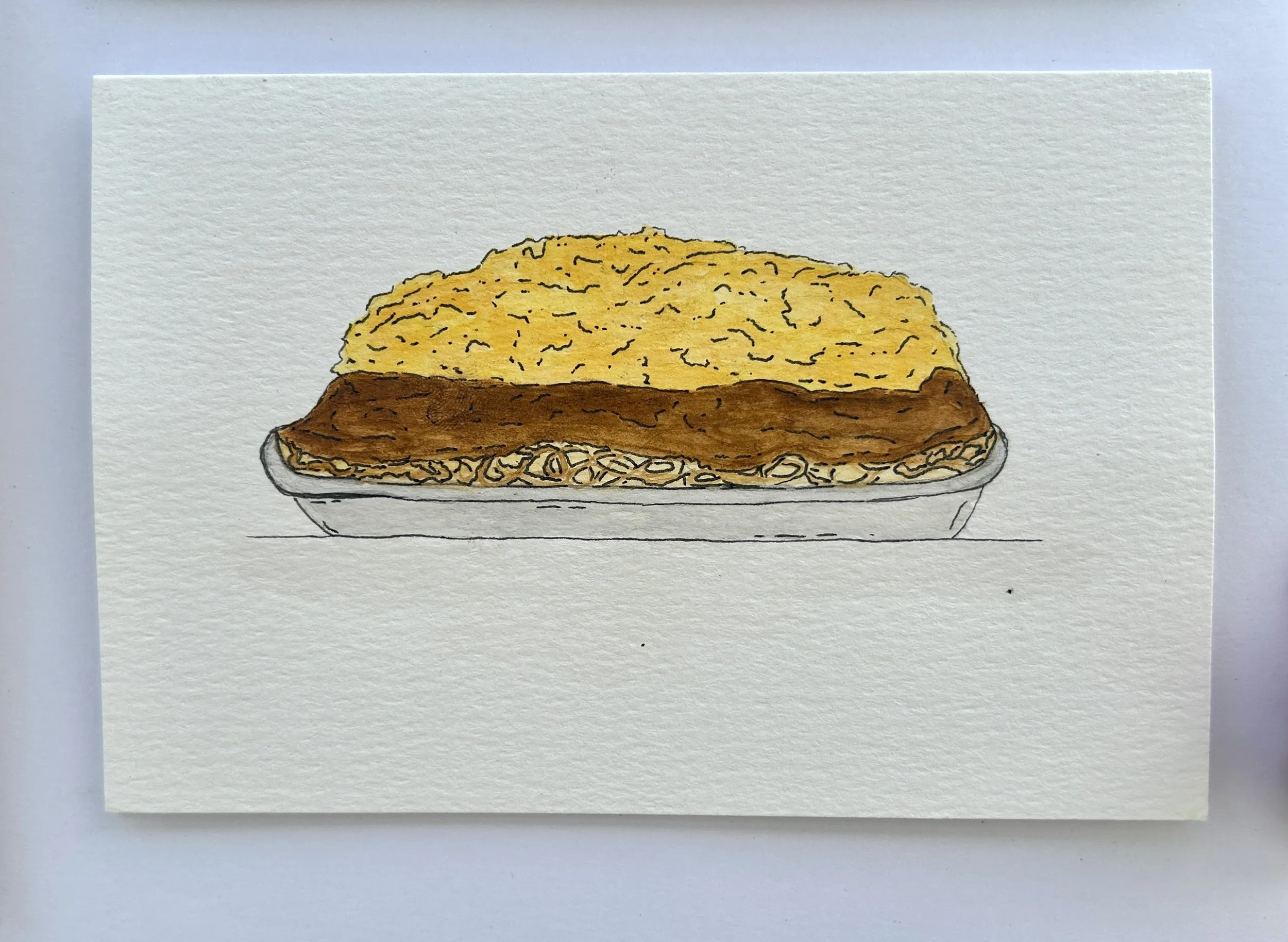 Cincy Skyline Chili Watercolor Card, Original Hand Painted